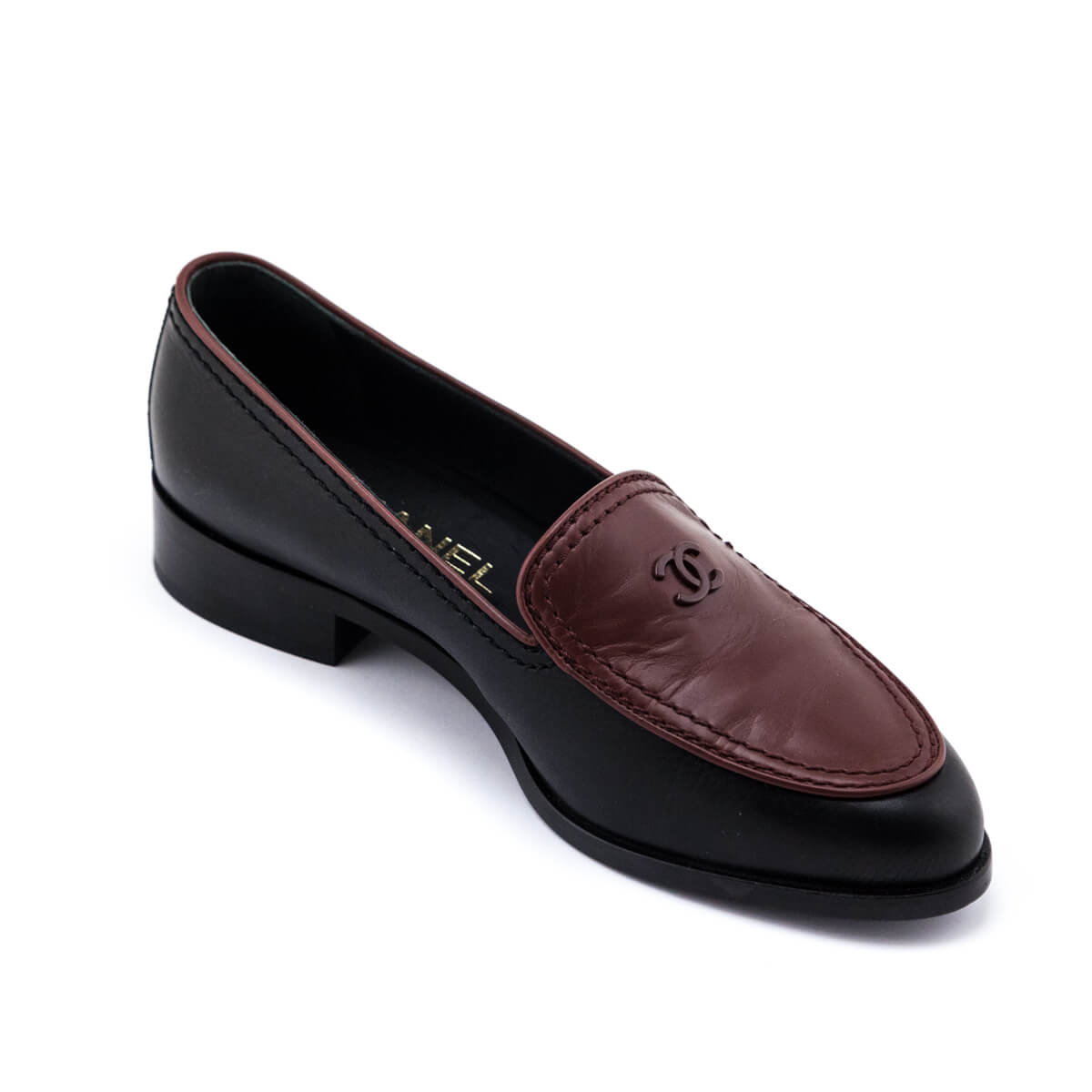Chanel Black & Burgundy CC Loafers Size US 5.5 | EU 35.5 - Love that Bag etc - Preowned Authentic Designer Handbags & Preloved Fashions