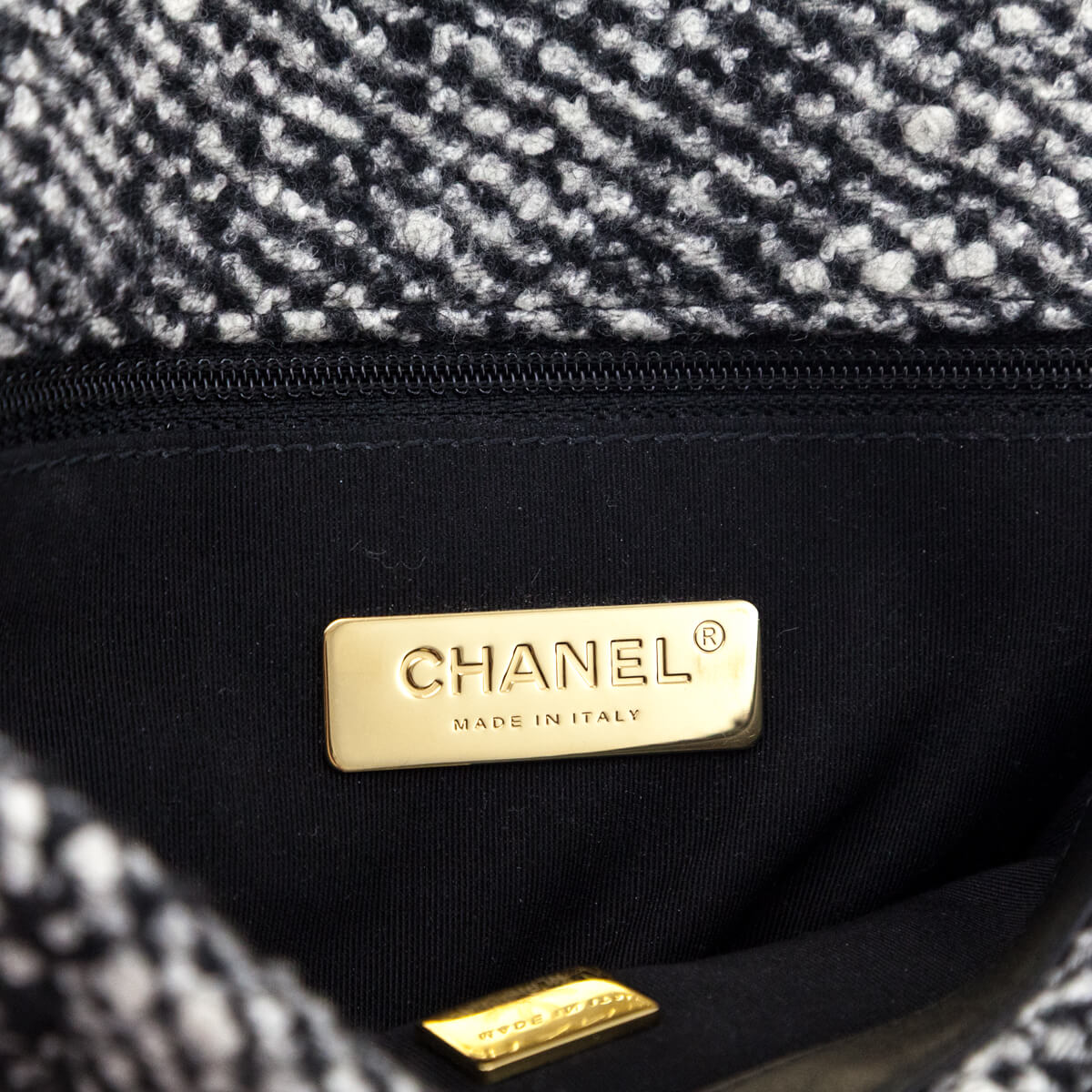 Chanel Black & White Oreo Tweed Quilted Medium Chanel 19 Flap - Love that Bag etc - Preowned Authentic Designer Handbags & Preloved Fashions