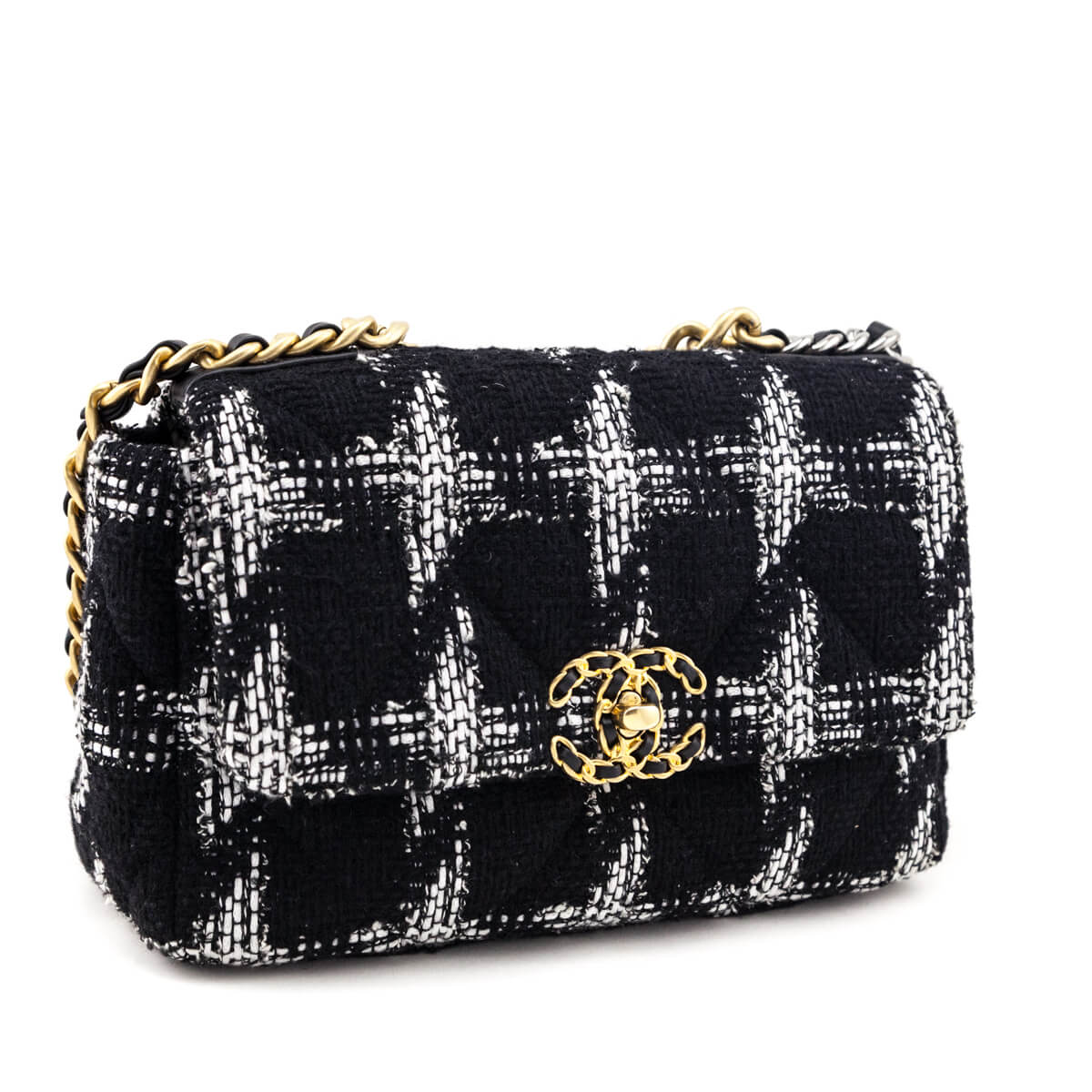 Chanel Black & White Tweed Quilted Medium Chanel 19 - Love that Bag etc - Preowned Authentic Designer Handbags & Preloved Fashions