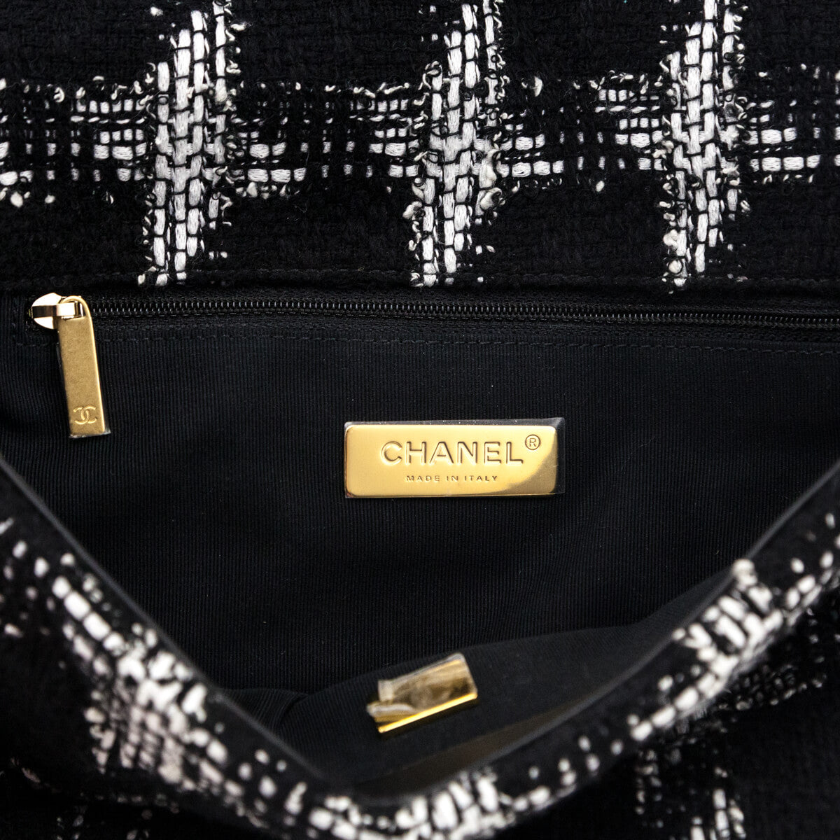 Chanel Black & White Tweed Quilted Medium Chanel 19 - Love that Bag etc - Preowned Authentic Designer Handbags & Preloved Fashions