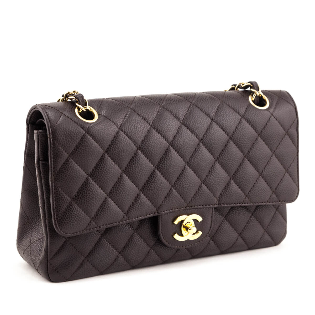 Chanel Brown Caviar Medium Double Flap Bag - Love that Bag etc - Preowned Authentic Designer Handbags & Preloved Fashions