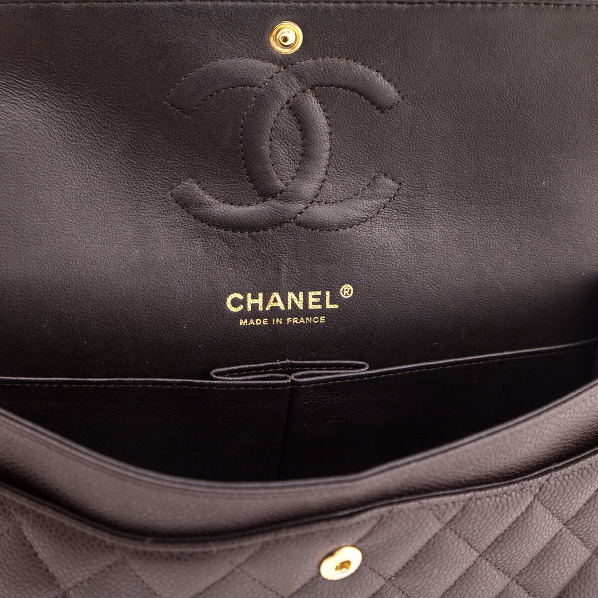 Chanel Brown Caviar Medium Double Flap Bag - Love that Bag etc - Preowned Authentic Designer Handbags & Preloved Fashions