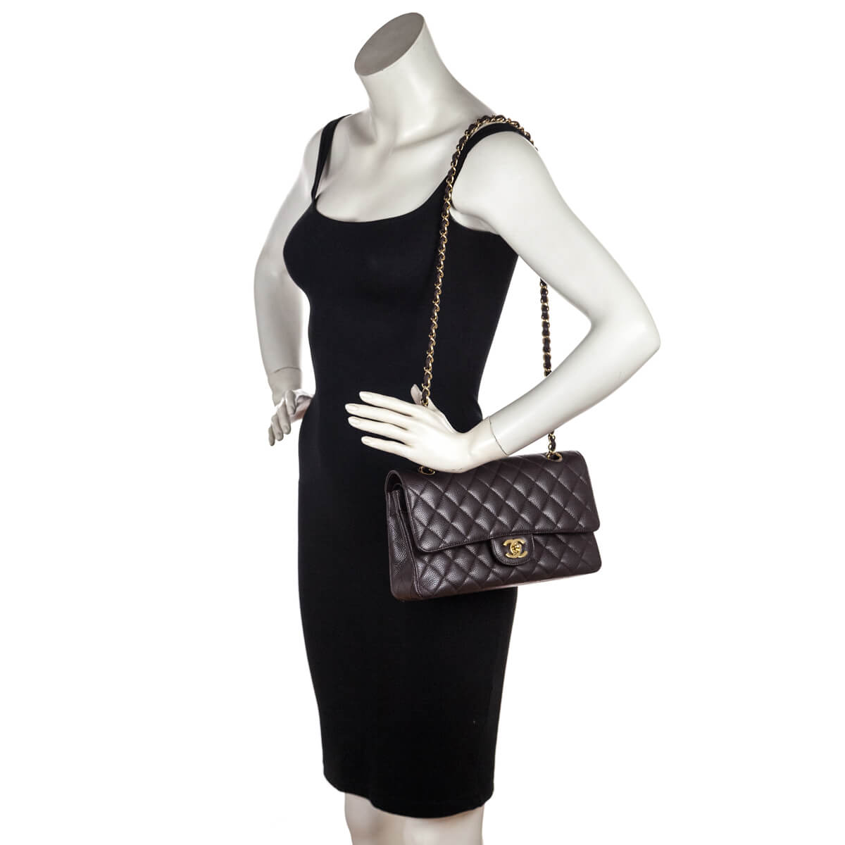 Chanel Brown Caviar Medium Double Flap Bag - Love that Bag etc - Preowned Authentic Designer Handbags & Preloved Fashions