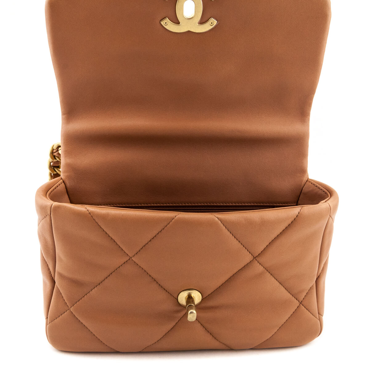 Chanel Brown Lambskin Quilted Medium Chanel 19 Flap Bag - Love that Bag etc - Preowned Authentic Designer Handbags & Preloved Fashions