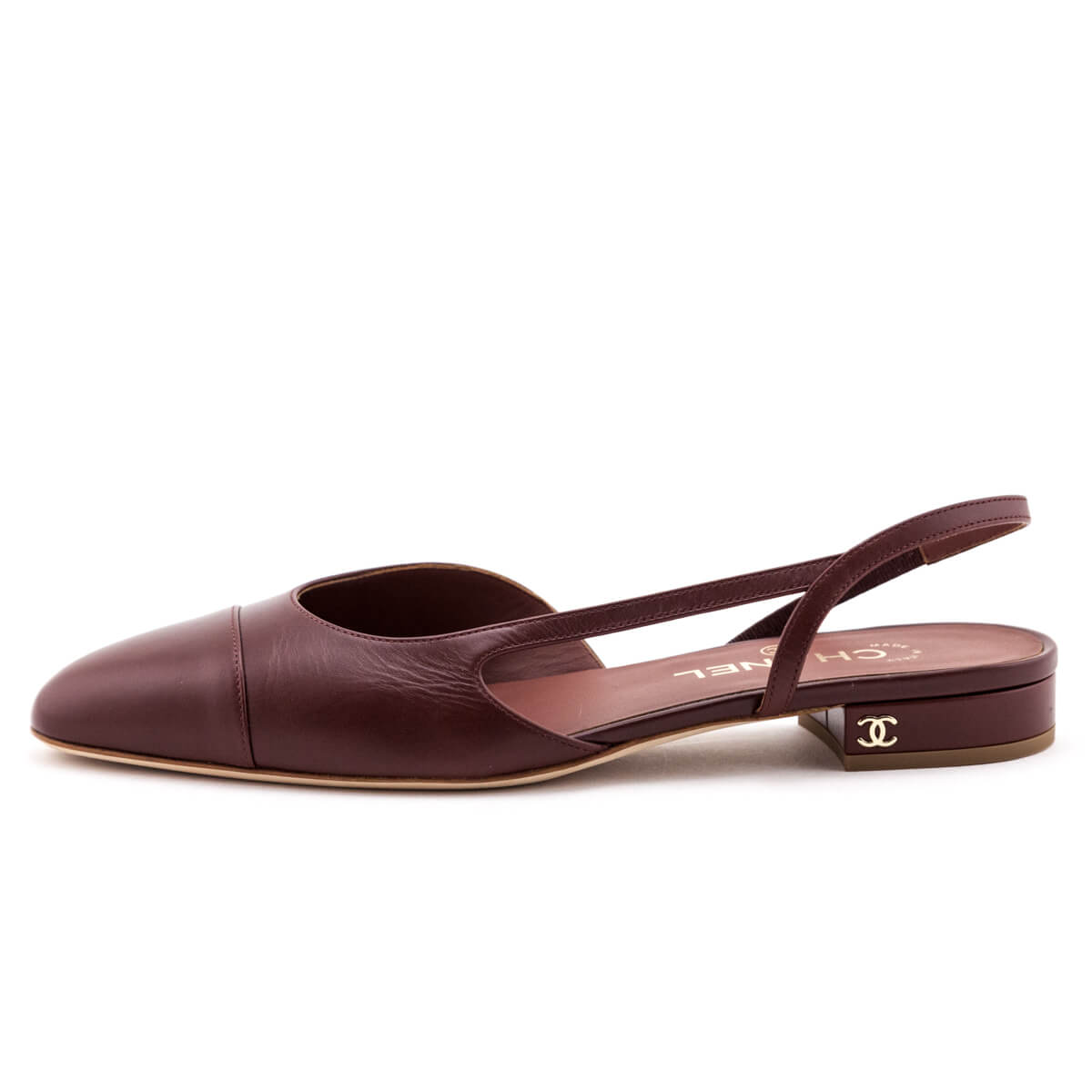Chanel Brown Leather Slingback Cap Toe Flats Size 9.5 | EU 39.5 - Love that Bag etc - Preowned Authentic Designer Handbags & Preloved Fashions