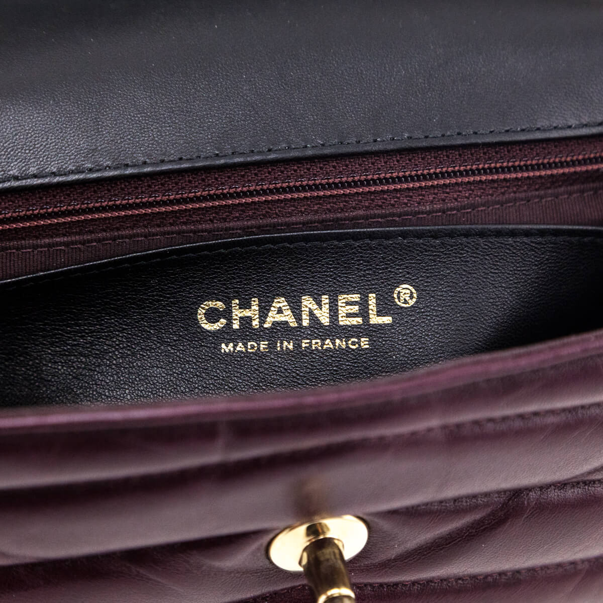 Chanel Burgundy Shiny Lambskin Quilted Small Chevron Miroir Flap Bag - Love that Bag etc - Preowned Authentic Designer Handbags & Preloved Fashions