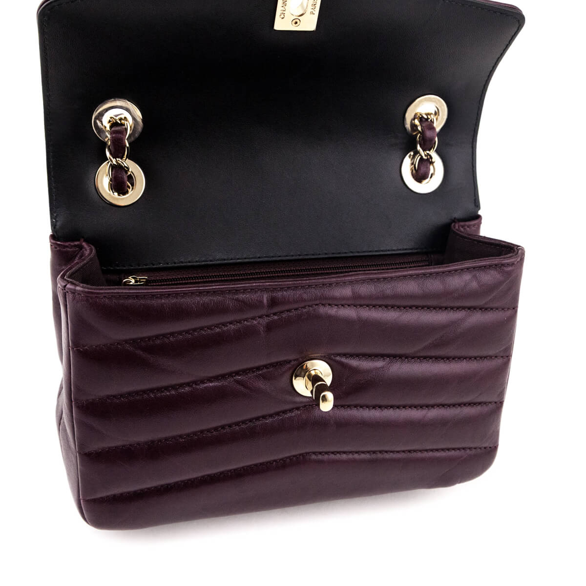 Chanel Burgundy Shiny Lambskin Quilted Small Chevron Miroir Flap Bag - Love that Bag etc - Preowned Authentic Designer Handbags & Preloved Fashions
