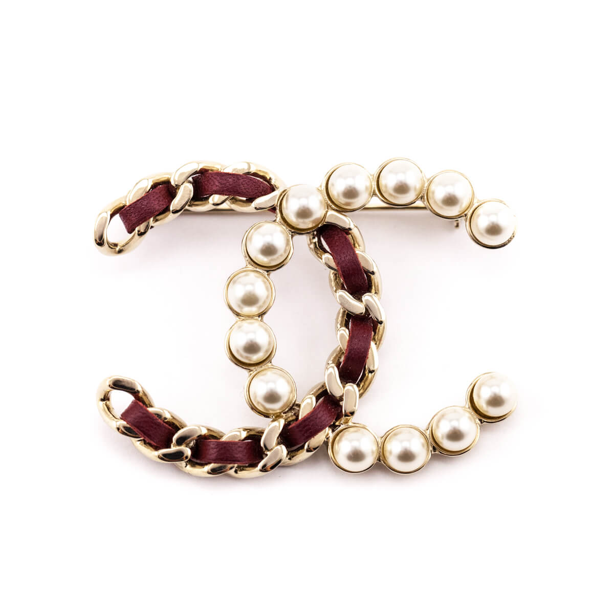 Chanel Faux Pearl & Burgundy Leather CC Brooch - Love that Bag etc - Preowned Authentic Designer Handbags & Preloved Fashions