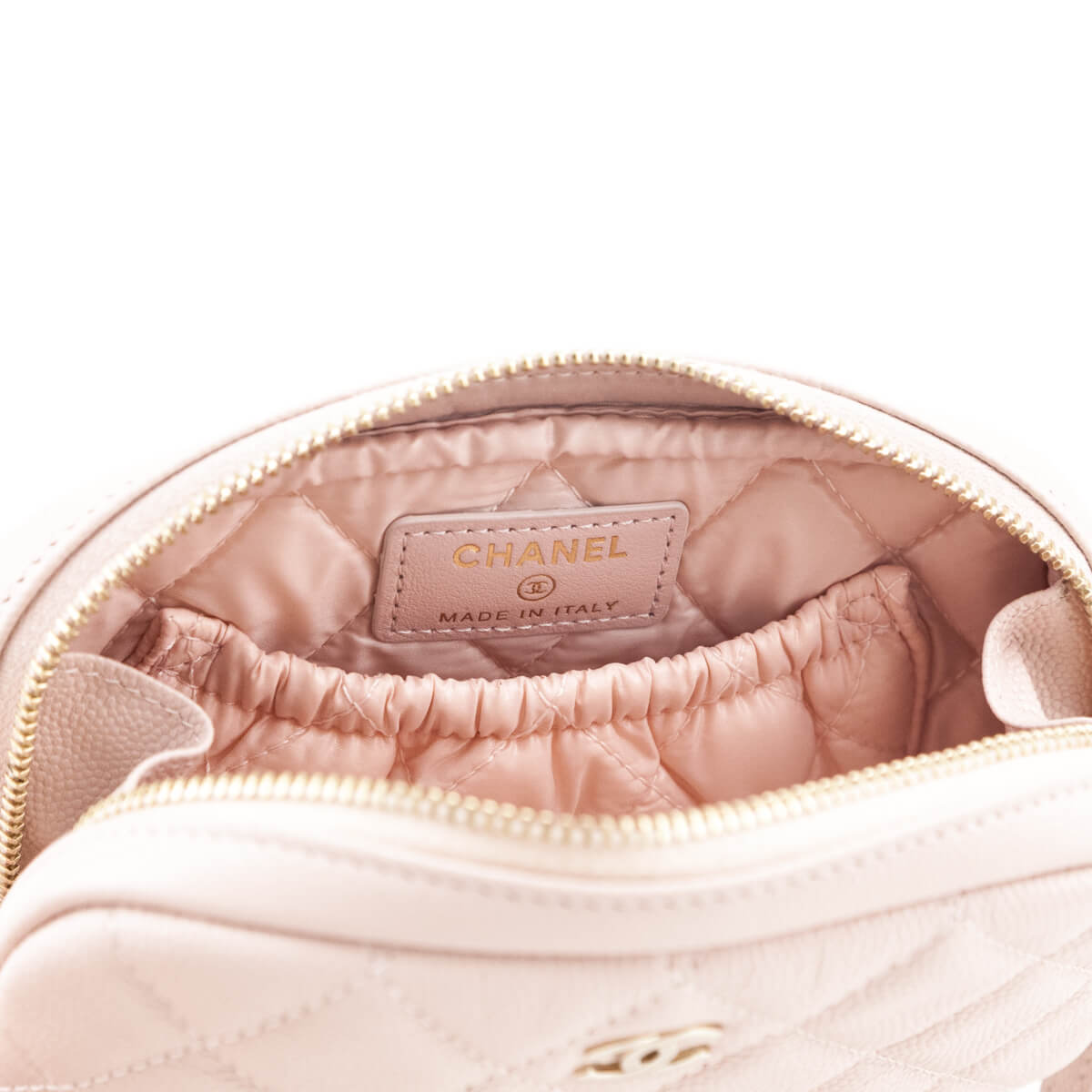 Chanel Light Pink Caviar Quilted Small Curvy Pouch Cosmetic Case - Love that Bag etc - Preowned Authentic Designer Handbags & Preloved Fashions