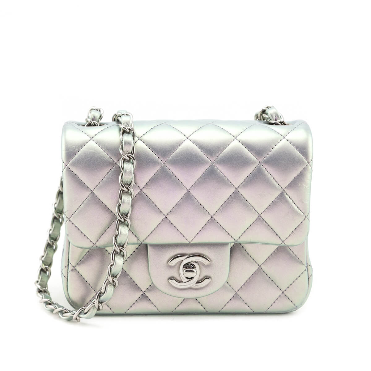 Chanel Light Purple Iridescent Lambskin Quilted Mini Square Flap