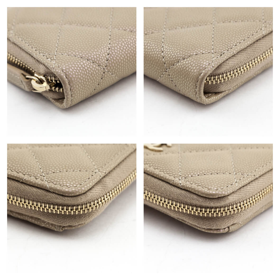 Chanel Metallic Iridescent Beige Quilted Caviar Classic Zipped Coin Purse - Love that Bag etc - Preowned Authentic Designer Handbags & Preloved Fashions