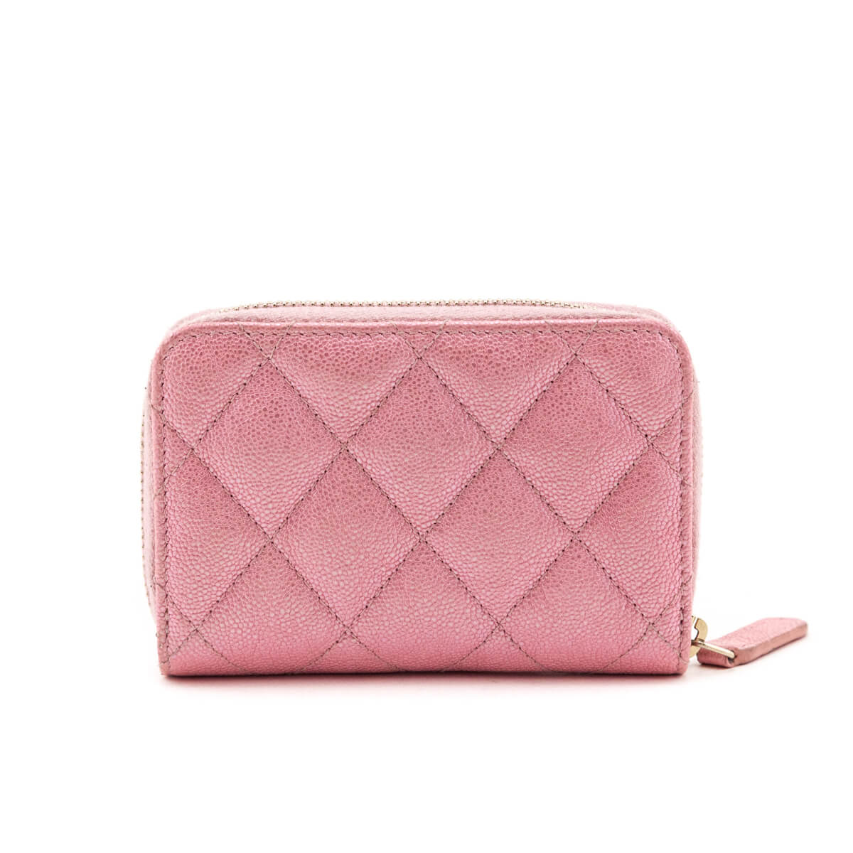 Chanel Metallic Iridescent Pink Quilted Calfskin Classic Zipped Coin Purse - Love that Bag etc - Preowned Authentic Designer Handbags & Preloved Fashions
