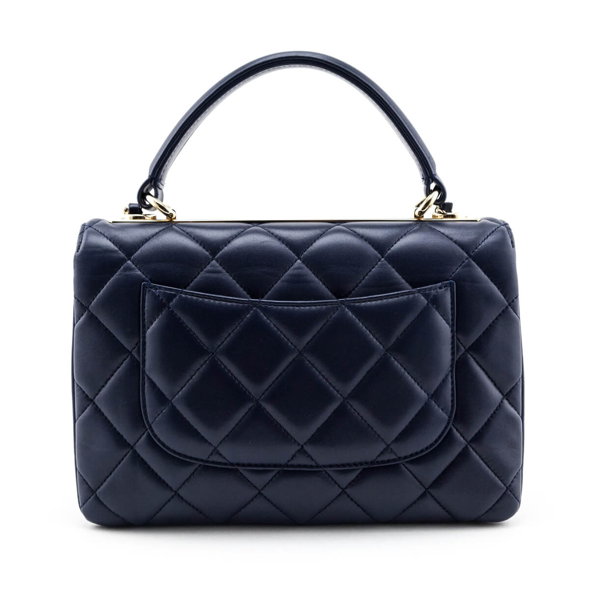 Chanel Navy Quilted Lambskin Small Trendy CC Top Handle Flap Bag - Love that Bag etc - Preowned Authentic Designer Handbags & Preloved Fashions