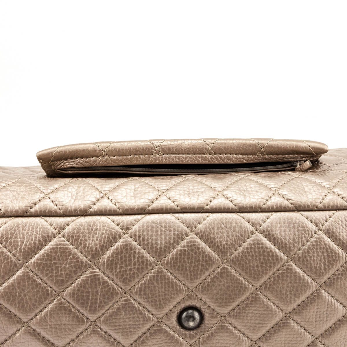 Chanel Pale Gold Metallic Calfskin Quilted XXL Travel Flap Bag - Love that Bag etc - Preowned Authentic Designer Handbags & Preloved Fashions