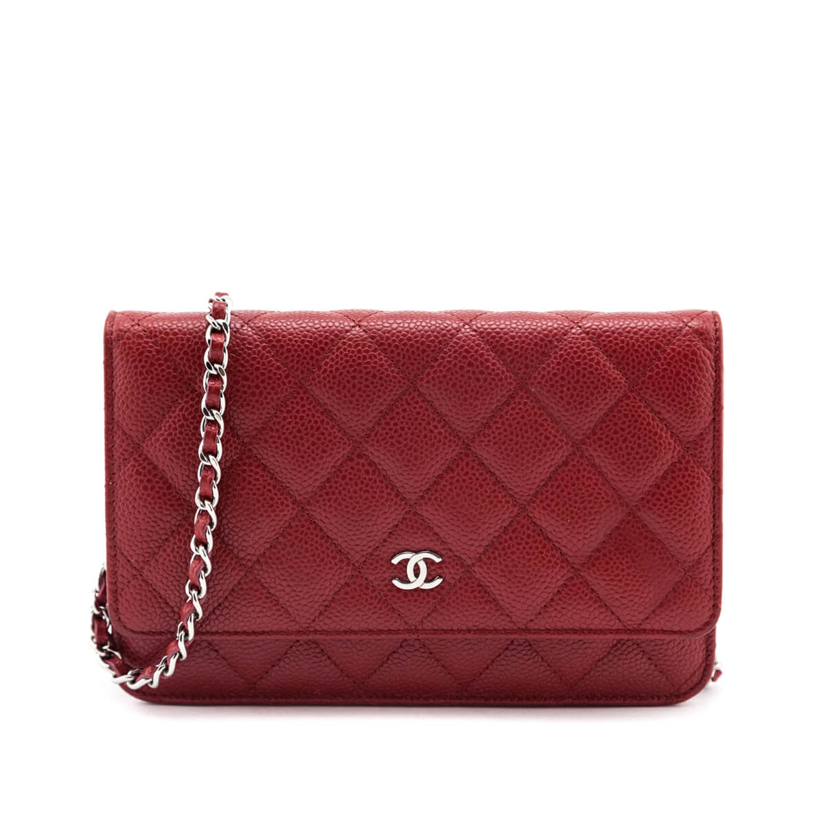 Chanel Red Quilted Caviar Classic Wallet On Chain - Chanel Canada
