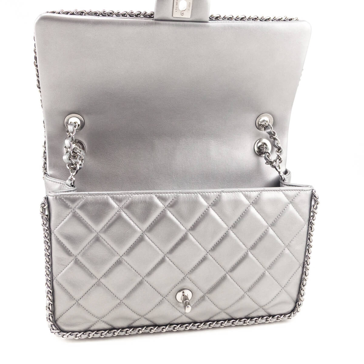 Chanel Silver Lambskin Quilted Large Chain All Over Flap Bag - Love that Bag etc - Preowned Authentic Designer Handbags & Preloved Fashions