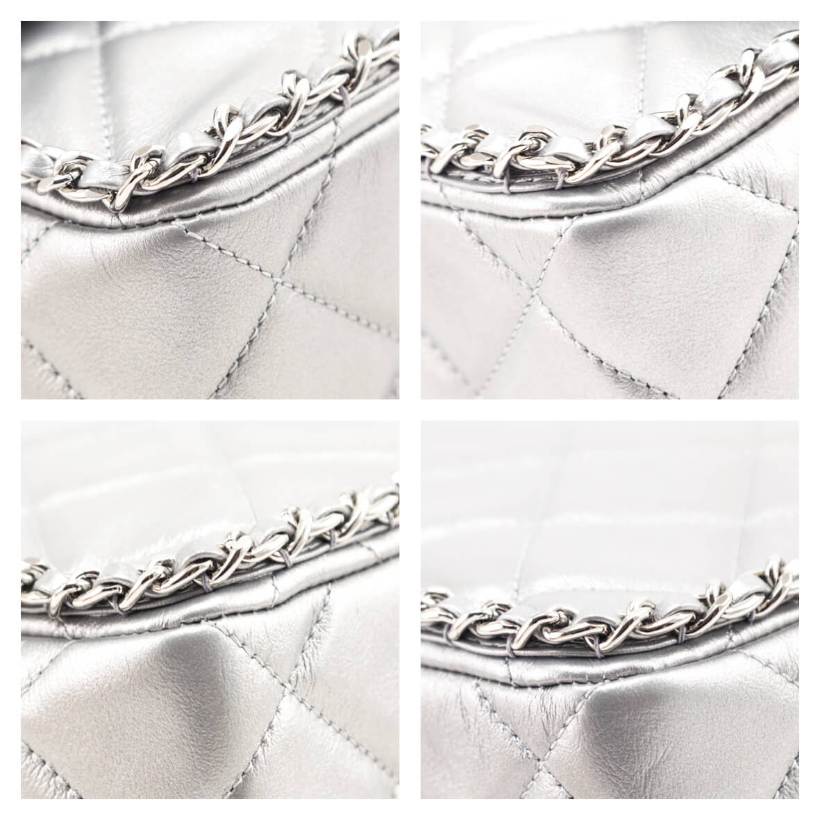 Chanel Silver Lambskin Quilted Large Chain All Over Flap Bag - Love that Bag etc - Preowned Authentic Designer Handbags & Preloved Fashions