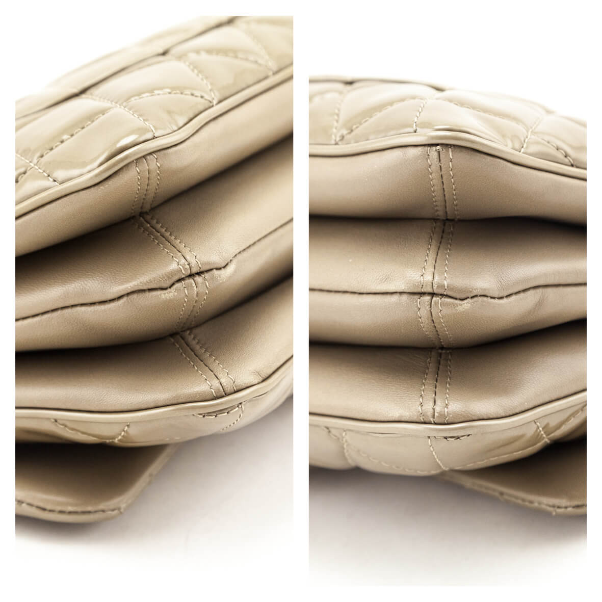 Chanel Taupe Patent Patent Quilted 3 Accordion Jumbo Flap Bag - Love that Bag etc - Preowned Authentic Designer Handbags & Preloved Fashions