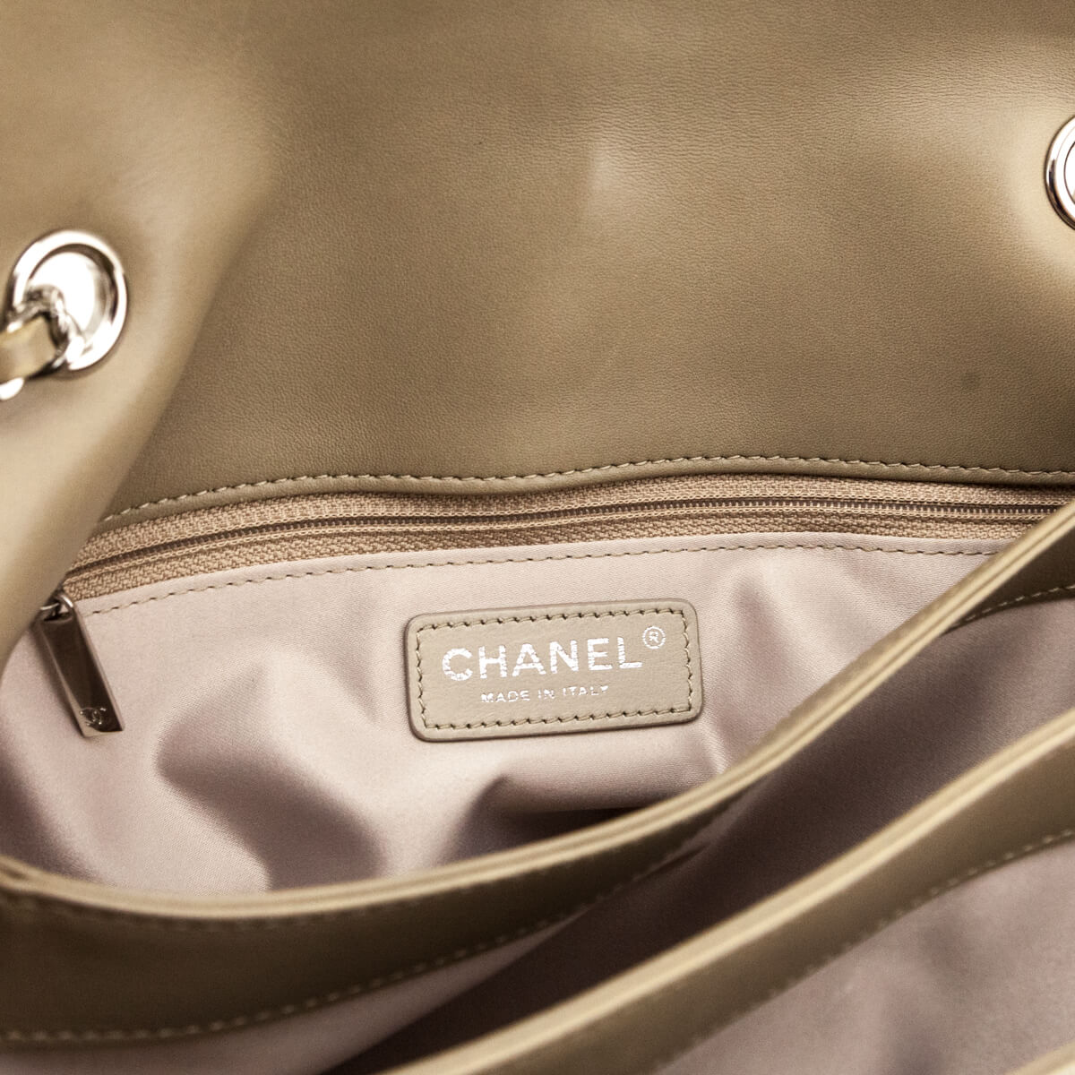 Chanel Taupe Patent Patent Quilted 3 Accordion Jumbo Flap Bag - Love that Bag etc - Preowned Authentic Designer Handbags & Preloved Fashions