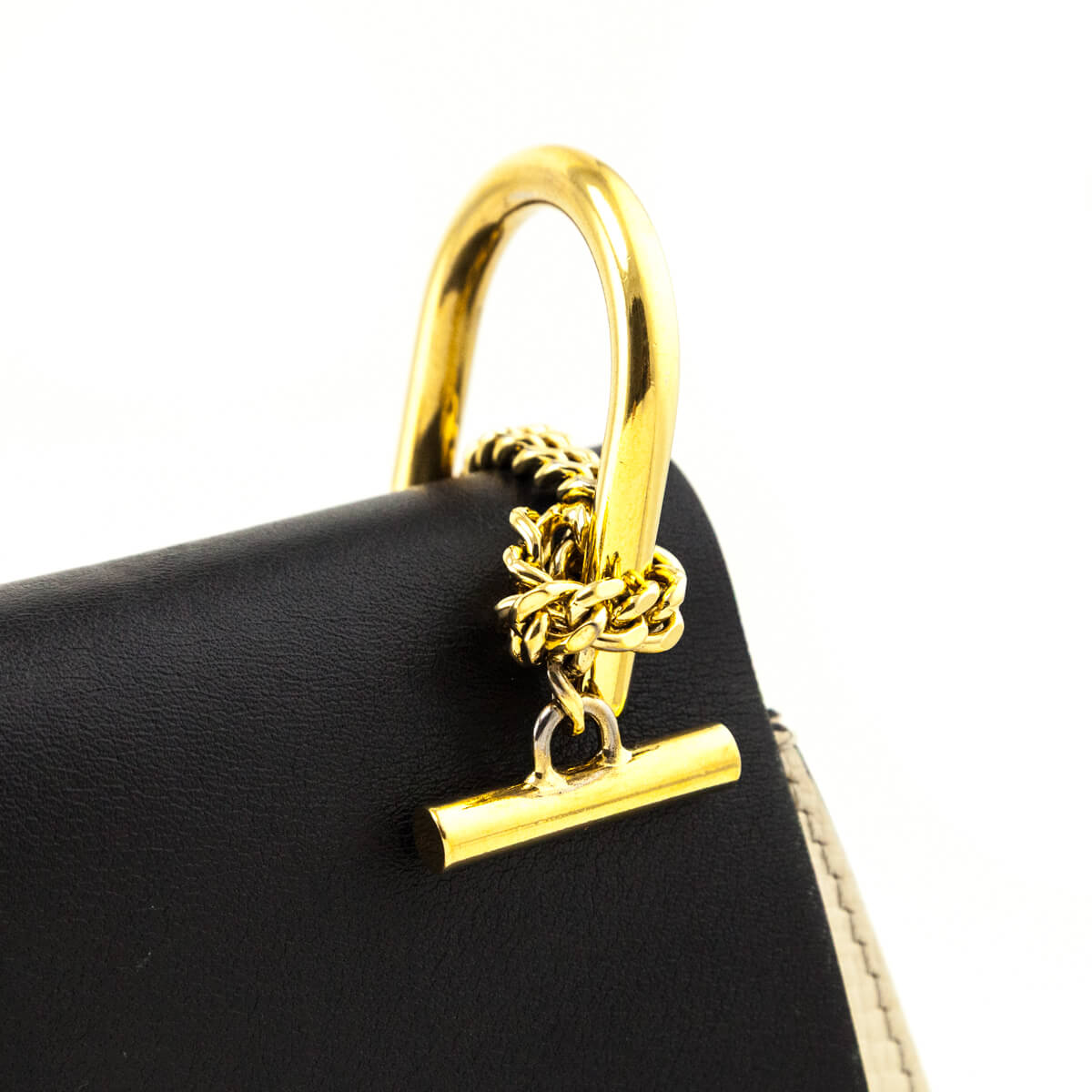 Chloe Ivory & Black Grained Calfskin Lambskin Mini Bi-Color Drew Shoulder Bag - Love that Bag etc - Preowned Authentic Designer Handbags & Preloved Fashions
