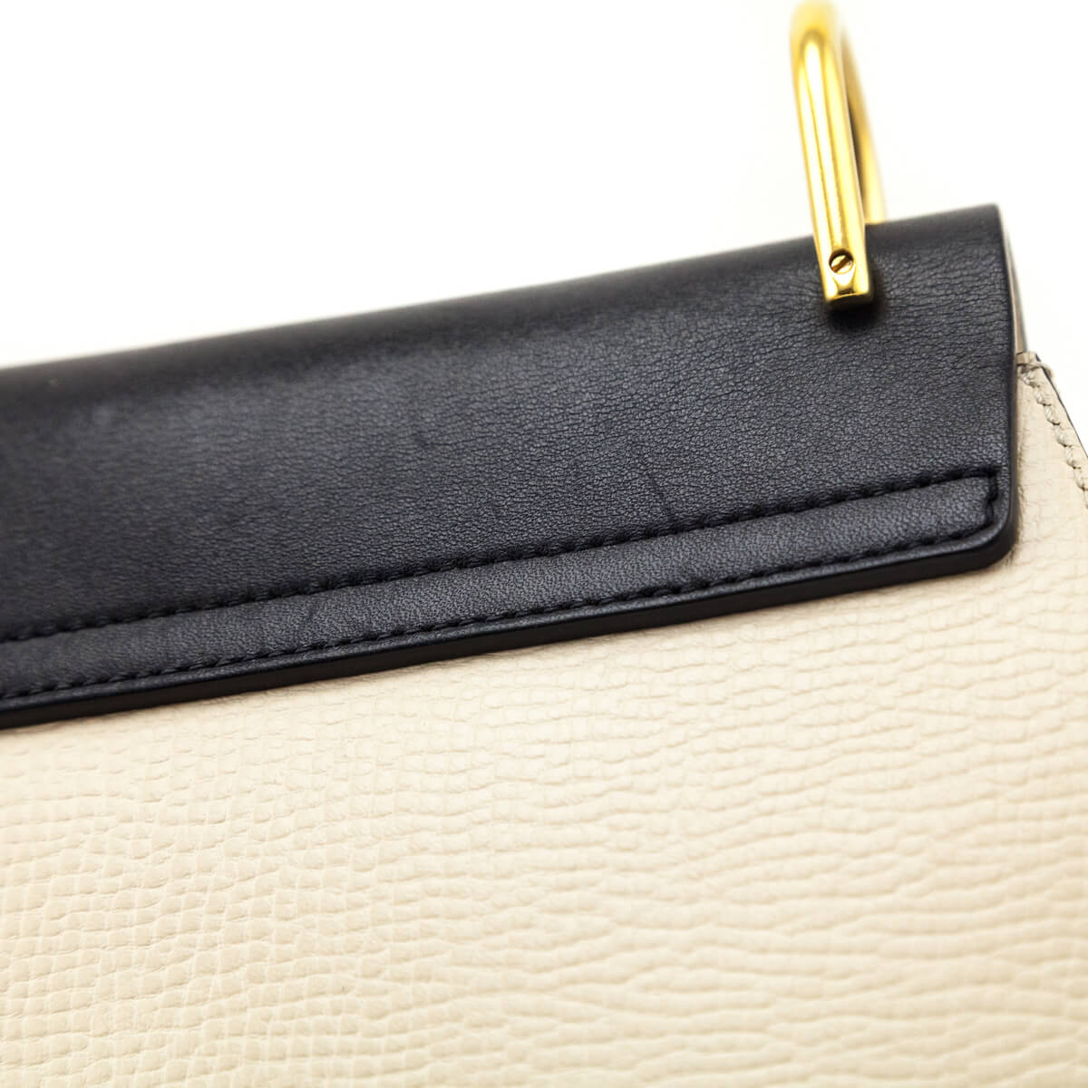 Chloe Ivory & Black Grained Calfskin Lambskin Mini Bi-Color Drew Shoulder Bag - Love that Bag etc - Preowned Authentic Designer Handbags & Preloved Fashions