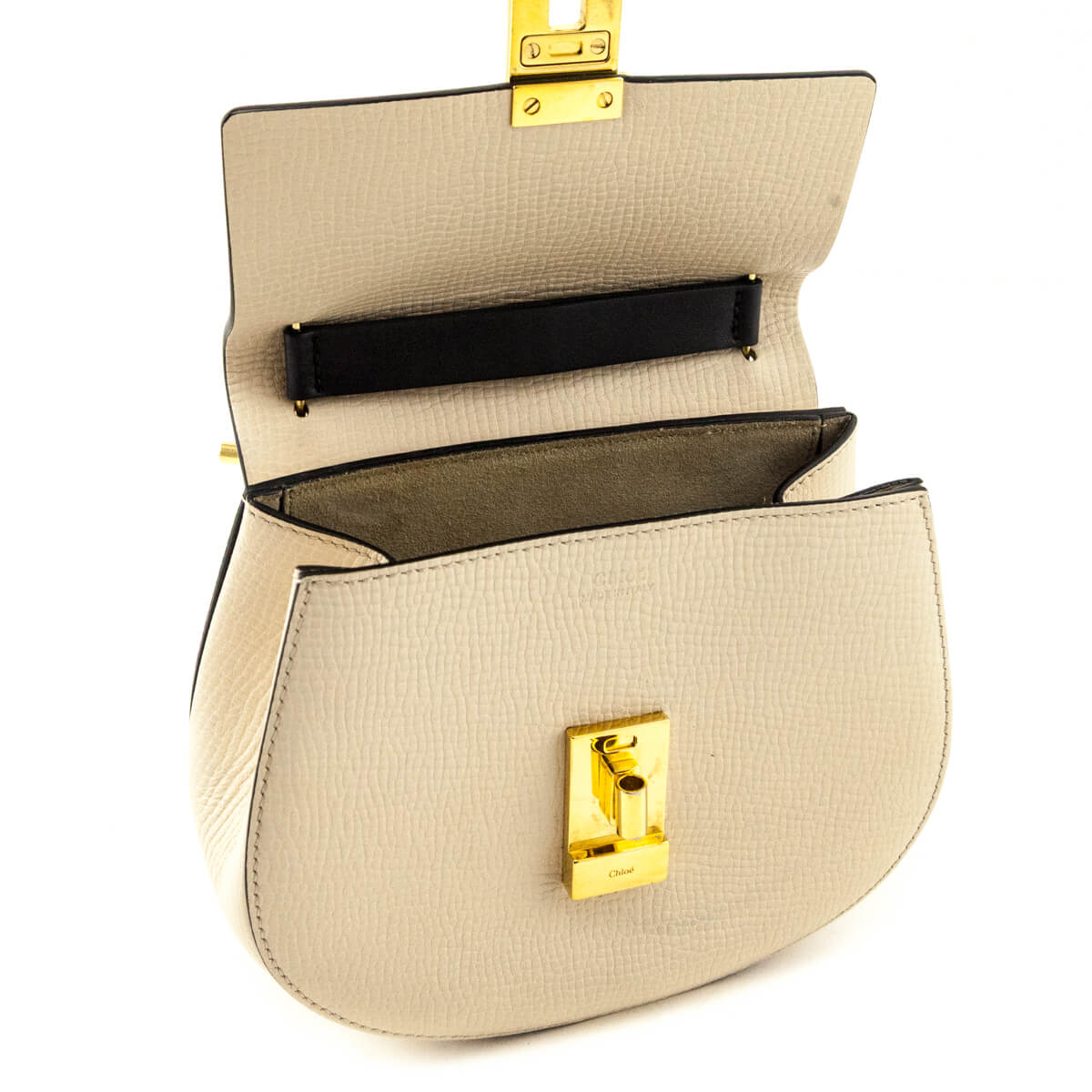 Chloe Ivory & Black Grained Calfskin Lambskin Mini Bi-Color Drew Shoulder Bag - Love that Bag etc - Preowned Authentic Designer Handbags & Preloved Fashions