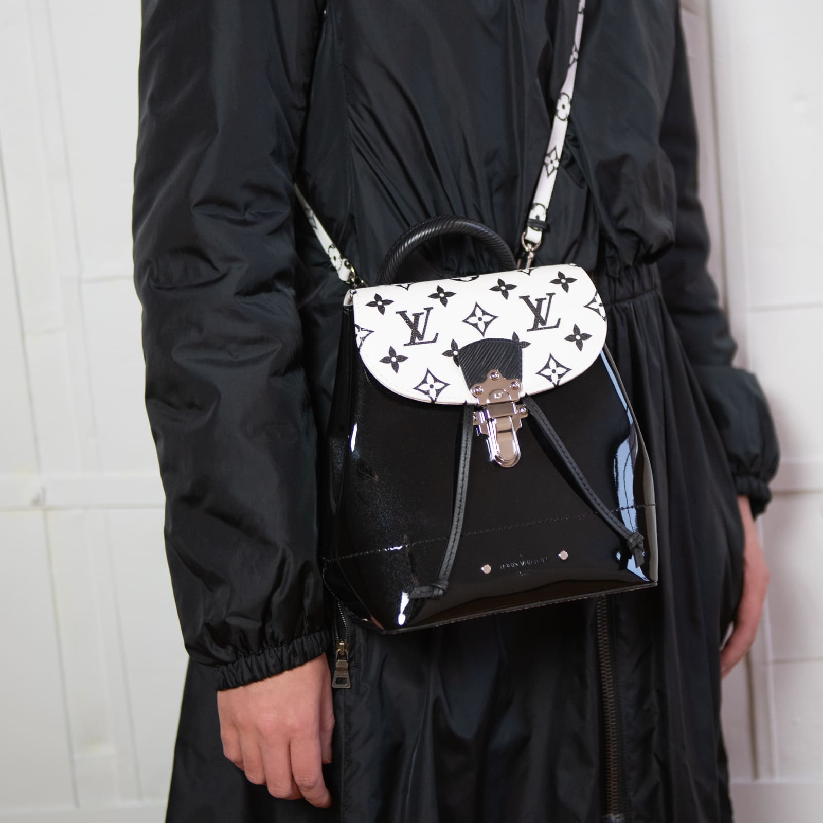 Louis Vuitton Black & White Monogram Patent Hot Springs Backpack - Love that Bag etc - Preowned Authentic Designer Handbags & Preloved Fashions