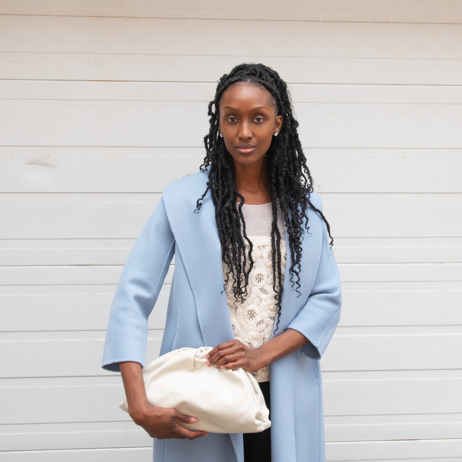 Bottega Veneta Chalk Smooth Butter Calf The Pouch Oversized Clutch - Love that Bag etc - Preowned Authentic Designer Handbags & Preloved Fashions