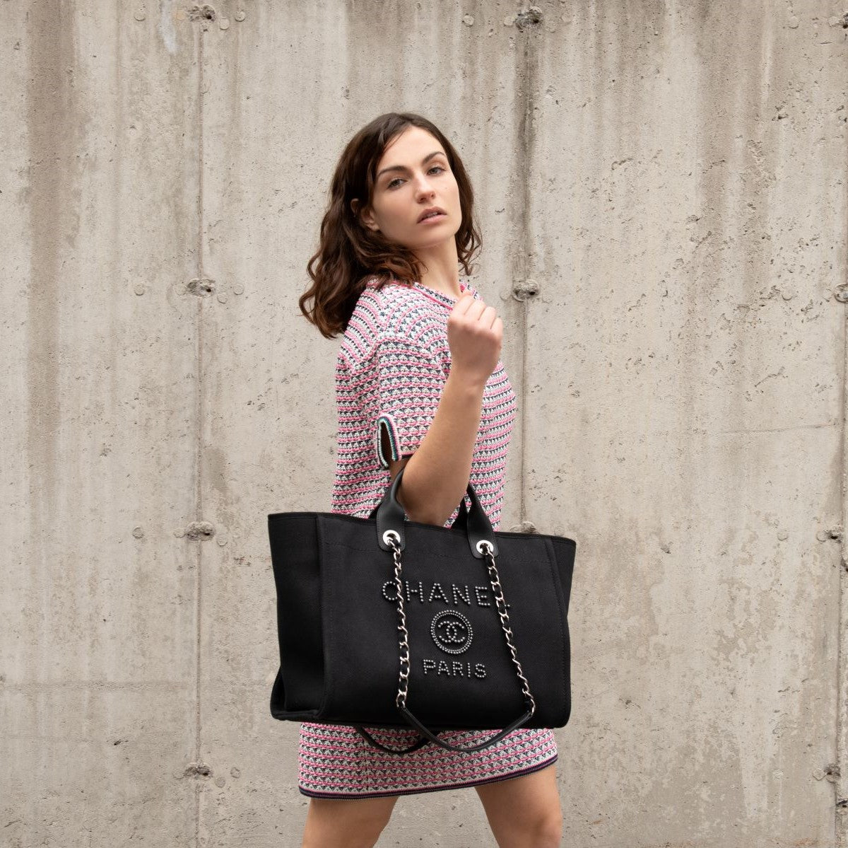 Chanel Black Canvas Mixed Fibers Pearl Large Deauville Tote - Love that Bag etc - Preowned Authentic Designer Handbags & Preloved Fashions