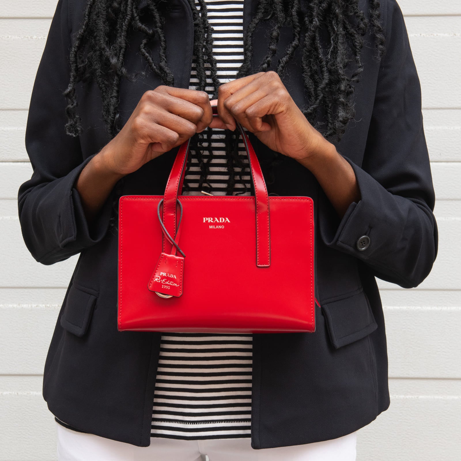 Prada Scarlet Brushed Calfskin Mini Re-Edition 1995 Tote Bag - Love that Bag etc - Preowned Authentic Designer Handbags & Preloved Fashions
