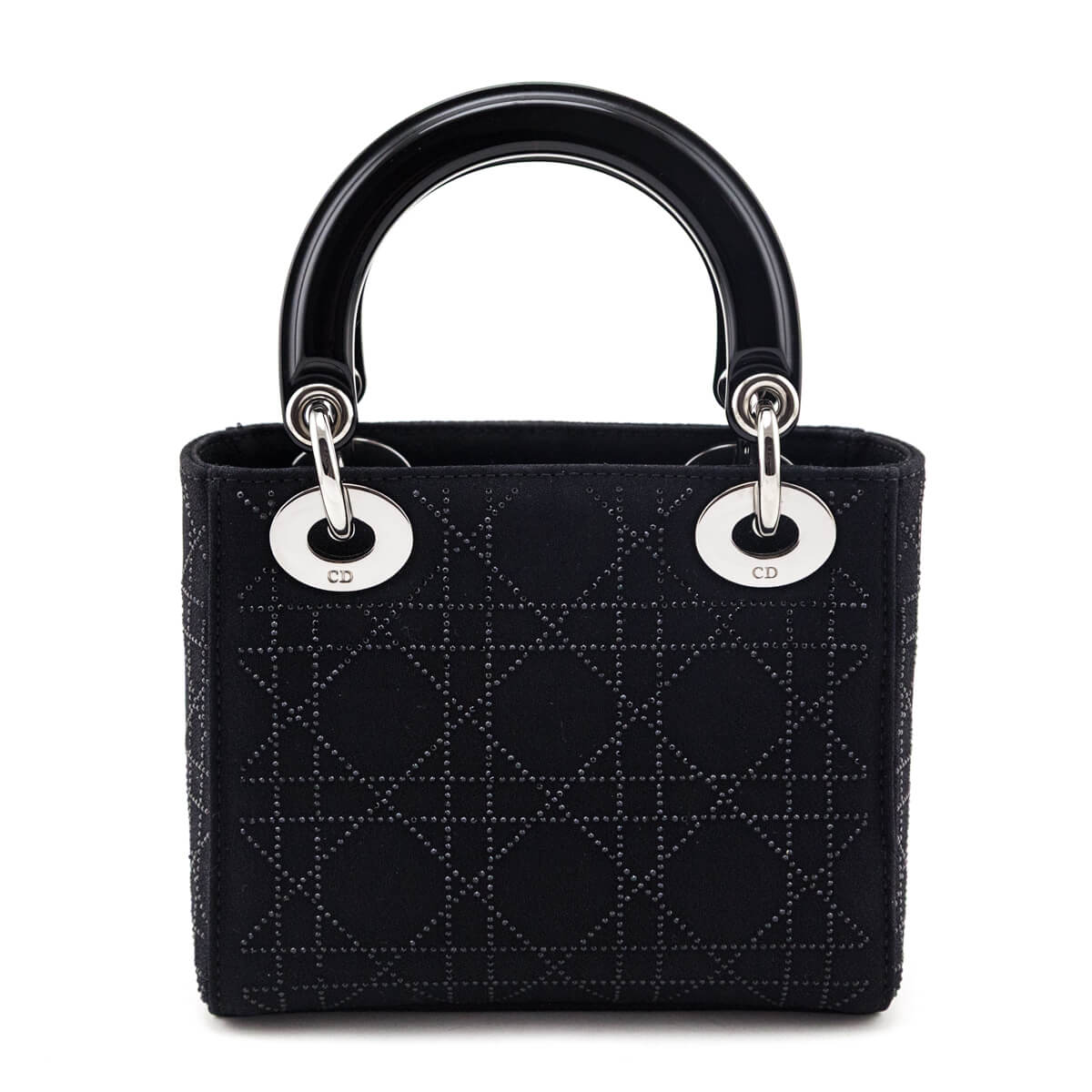 Dior Black Canvas Crystal Studded Cannage Mini Lady Dior - Love that Bag etc - Preowned Authentic Designer Handbags & Preloved Fashions