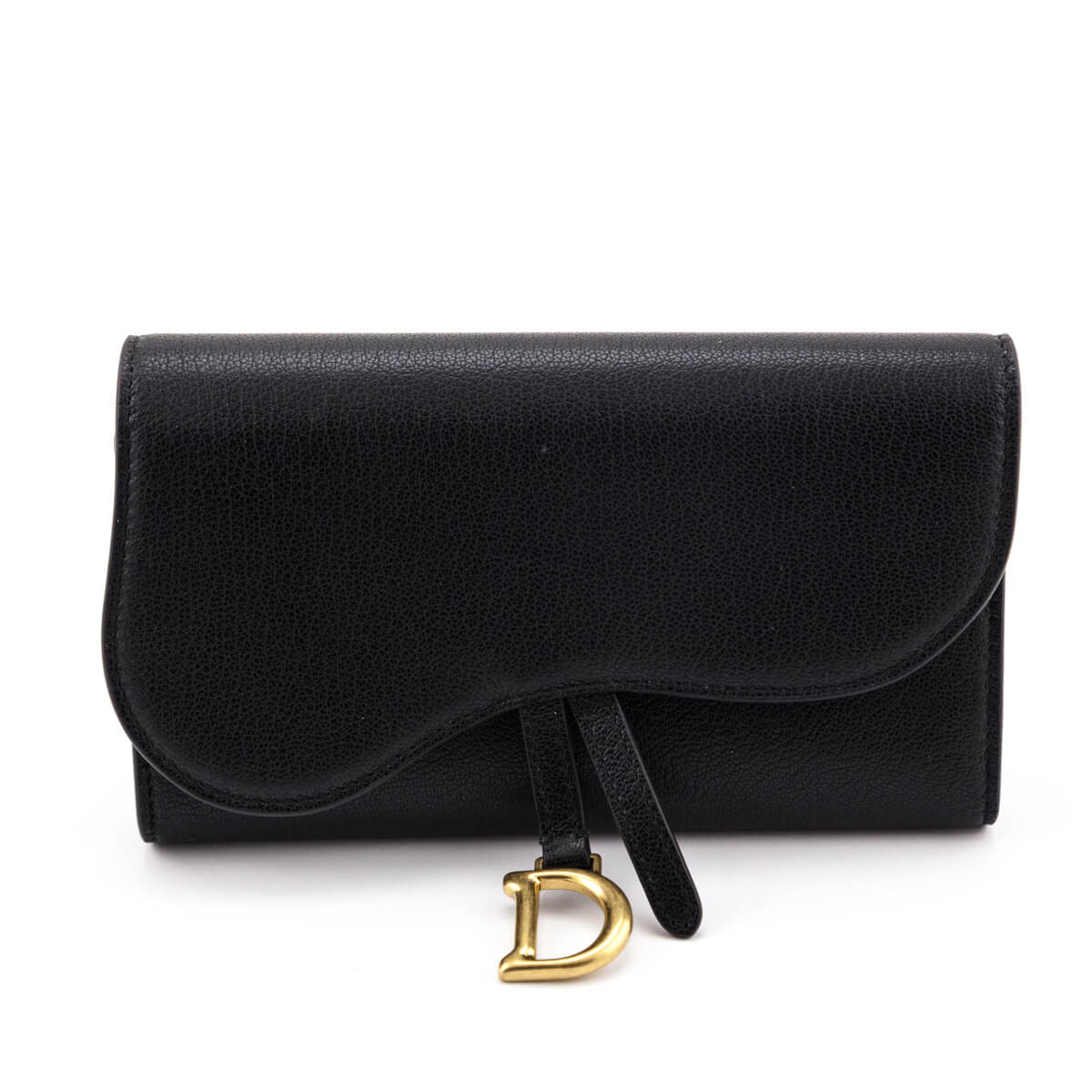 Dior Black Leather Long Saddle Wallet