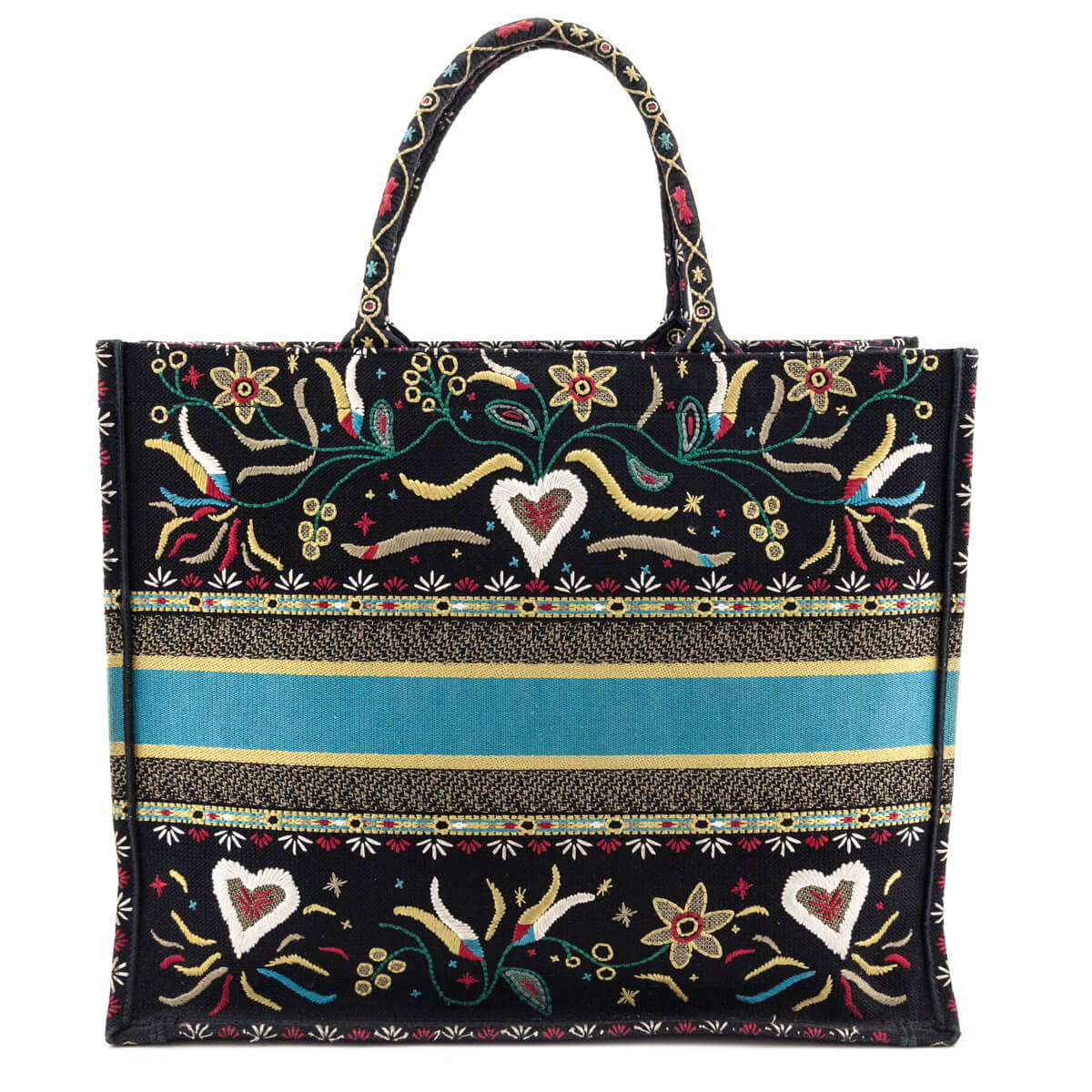 Dior Black Multicolor Embroidered Large Book Tote - Love that Bag etc - Preowned Authentic Designer Handbags & Preloved Fashions