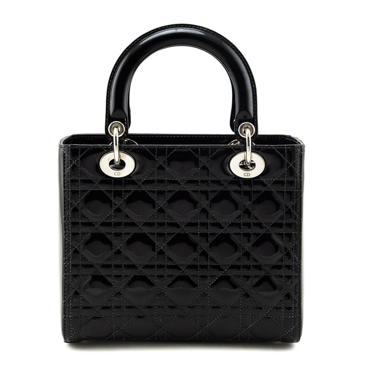Dior Black Patent Cannage Medium Lady Dior - Love that Bag etc - Preowned Authentic Designer Handbags & Preloved Fashions