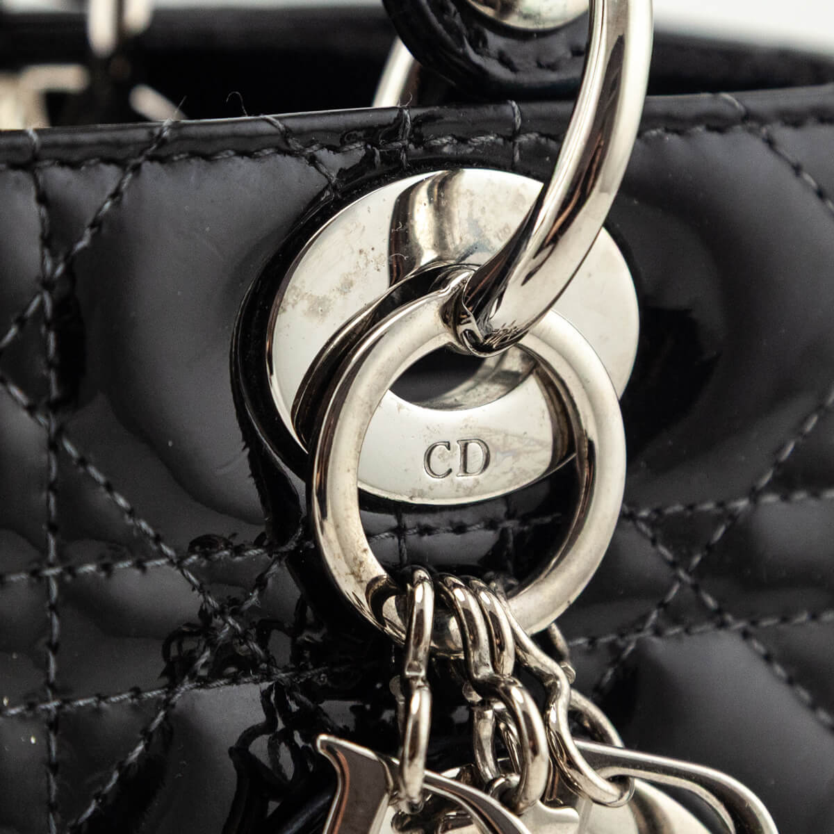 Dior Black Patent Cannage Medium Lady Dior - Love that Bag etc - Preowned Authentic Designer Handbags & Preloved Fashions