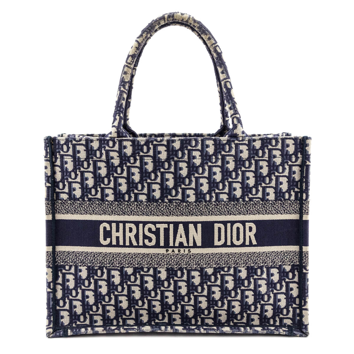 Dior Blue Oblique Embroidery Medium Book Tote - Love that Bag etc - Preowned Authentic Designer Handbags & Preloved Fashions