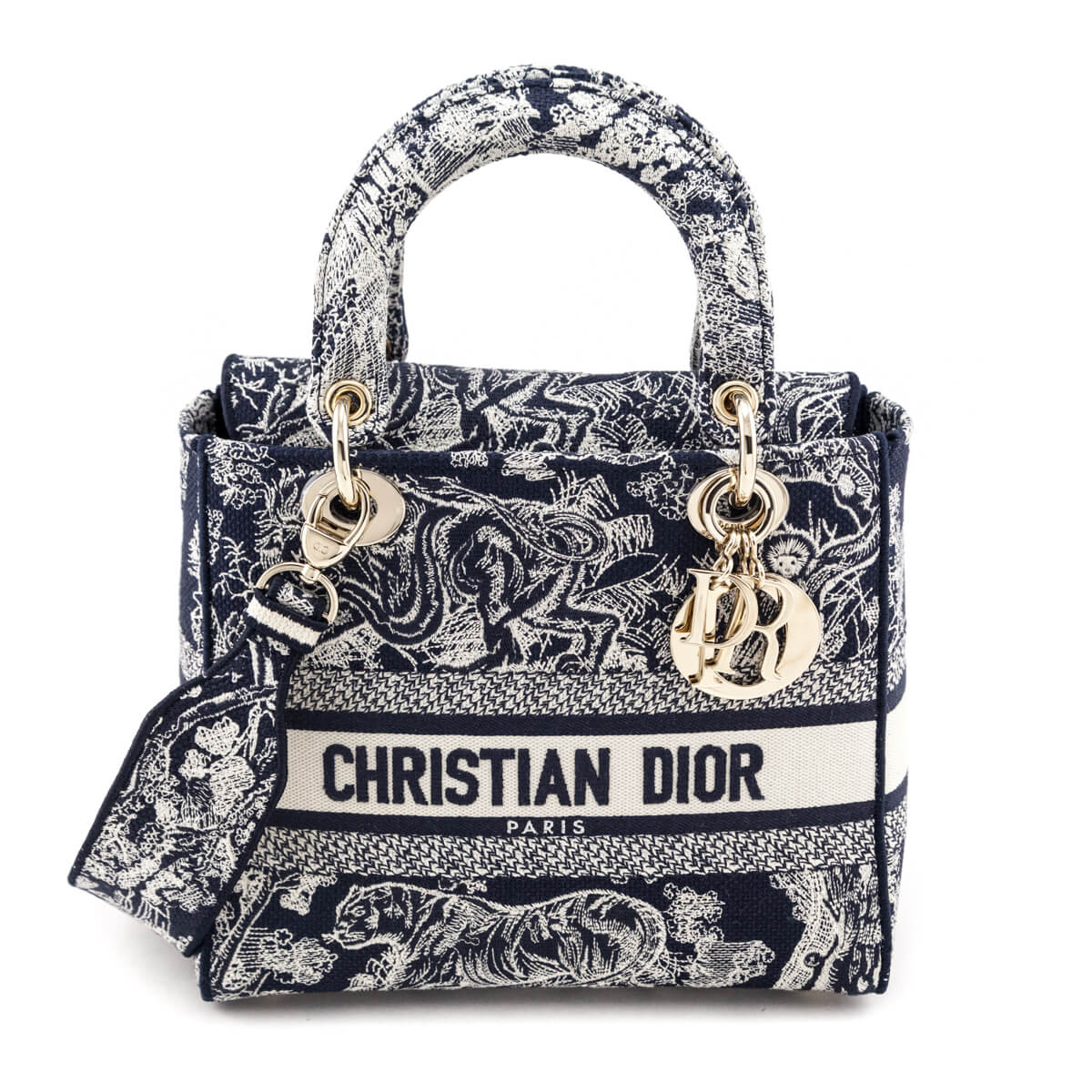 Dior Blue Toile de Jouy Reverse Embroidery Medium Lady D-Lite Bag - Love that Bag etc - Preowned Authentic Designer Handbags & Preloved Fashions