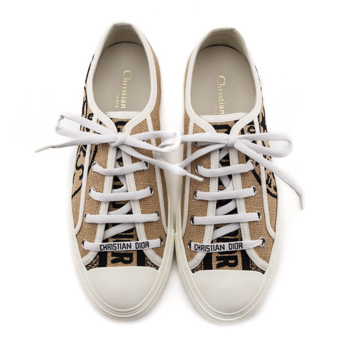 Dior Raw Beige Union Embroidered Walk'N'Dior Sneakers Size US 8 | EU 38 - Love that Bag etc - Preowned Authentic Designer Handbags & Preloved Fashions