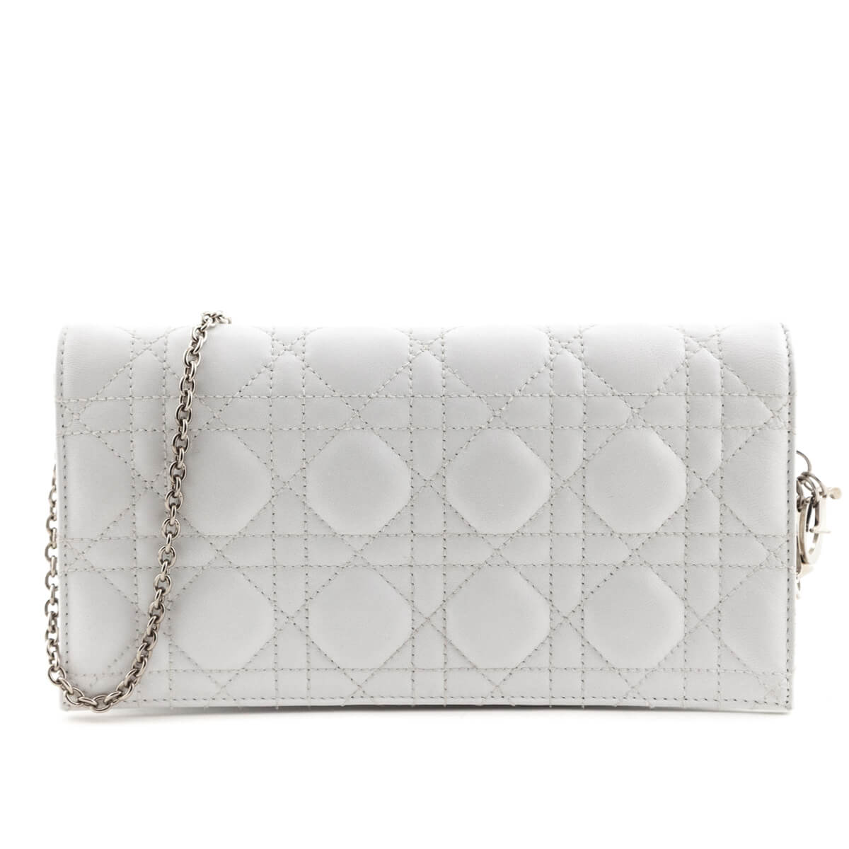 Dior White Cannage Lambskin Lady Dior Convertible Clutch