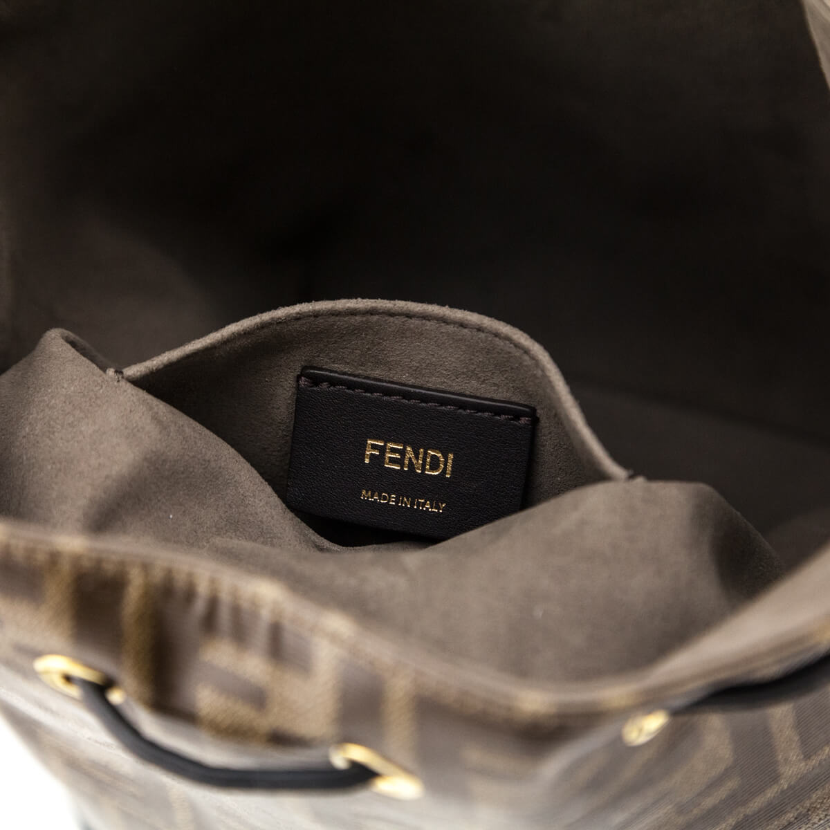 Fendi Black & Glazed Fabric FF 1974 Stamp Patch Small Mon Tresor Bucket Bag - Love that Bag etc - Preowned Authentic Designer Handbags & Preloved Fashions
