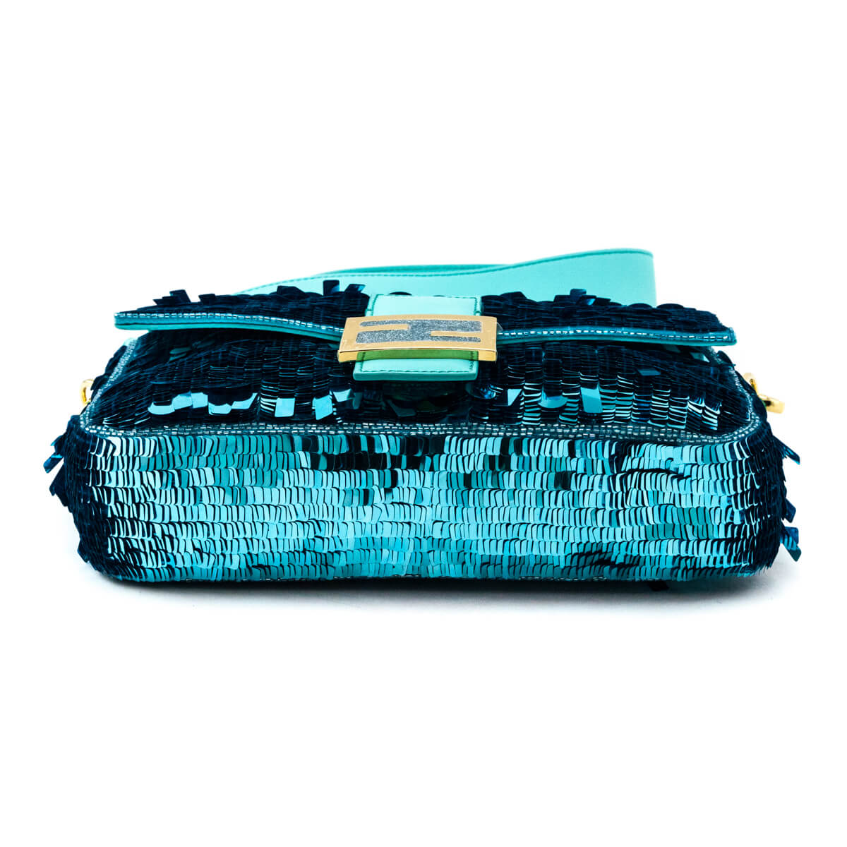 Fendi Blue Sequin Paillettes Vitello Grace Re-Edition Baguette - Love that Bag etc - Preowned Authentic Designer Handbags & Preloved Fashions