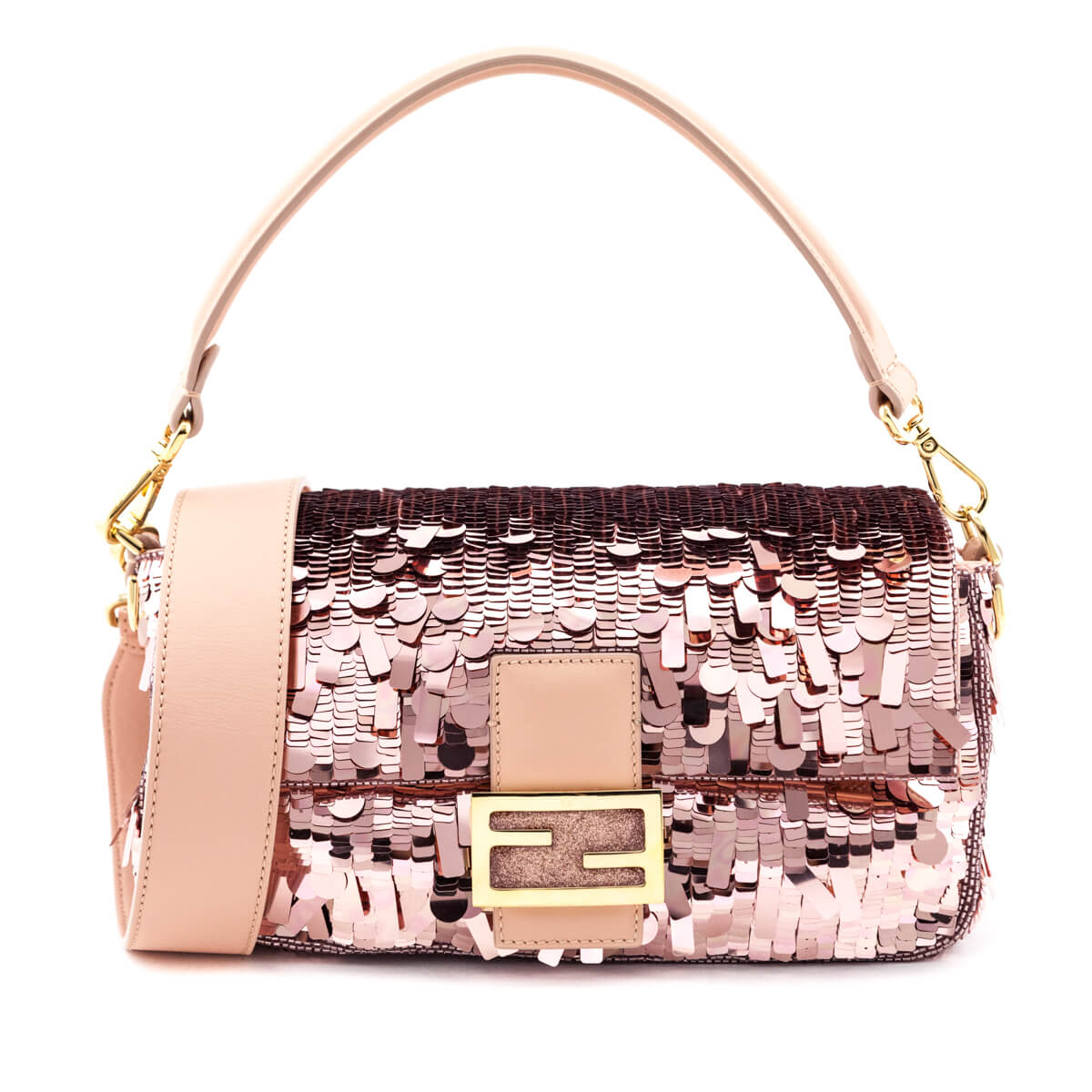 Fendi Pink Sequin Paillettes Vitello Grace Re-Edition Baguette - Love that Bag etc - Preowned Authentic Designer Handbags & Preloved Fashions