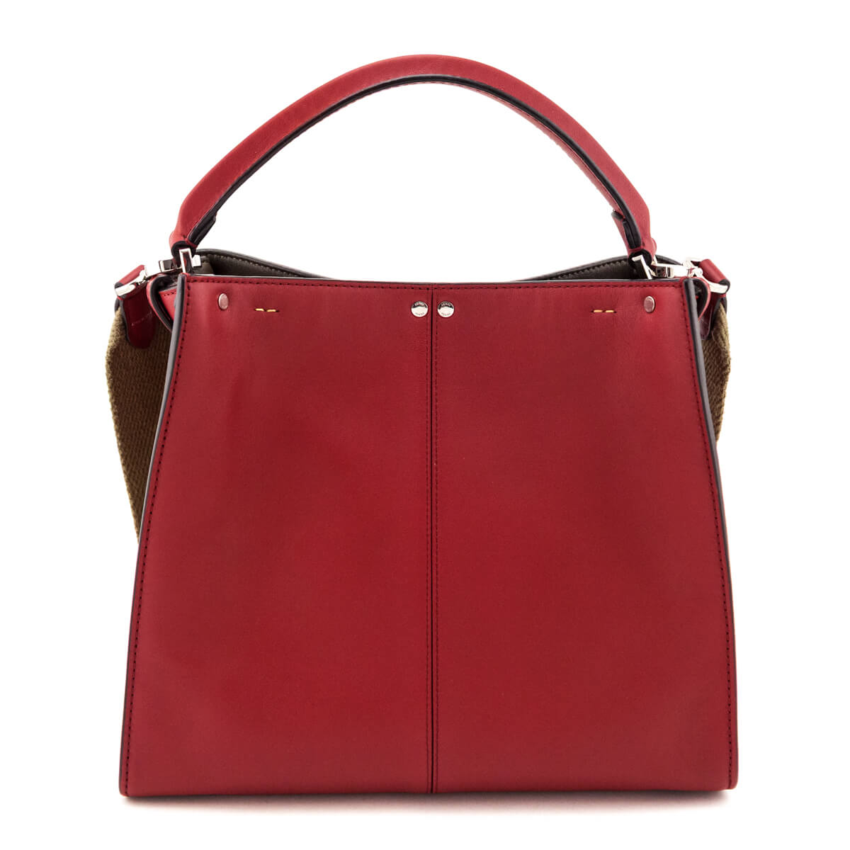 Fendi Red Vitello Seta Glazed Fabric FF 1974 Medium Peekaboo X-Lite - Love that Bag etc - Preowned Authentic Designer Handbags & Preloved Fashions