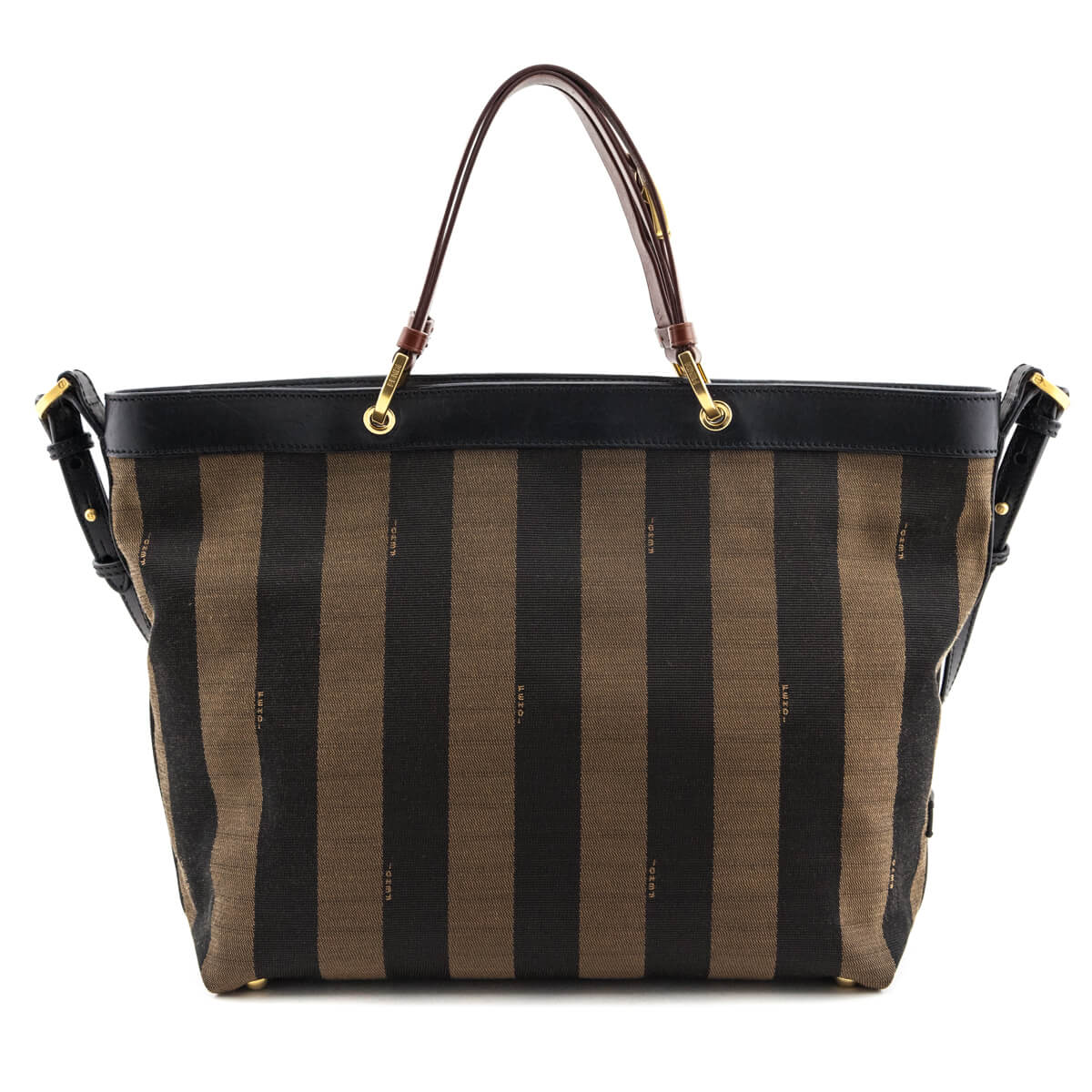 Fendi Tobacco Pequin Striped Vitello Tote - Love that Bag etc - Preowned Authentic Designer Handbags & Preloved Fashions