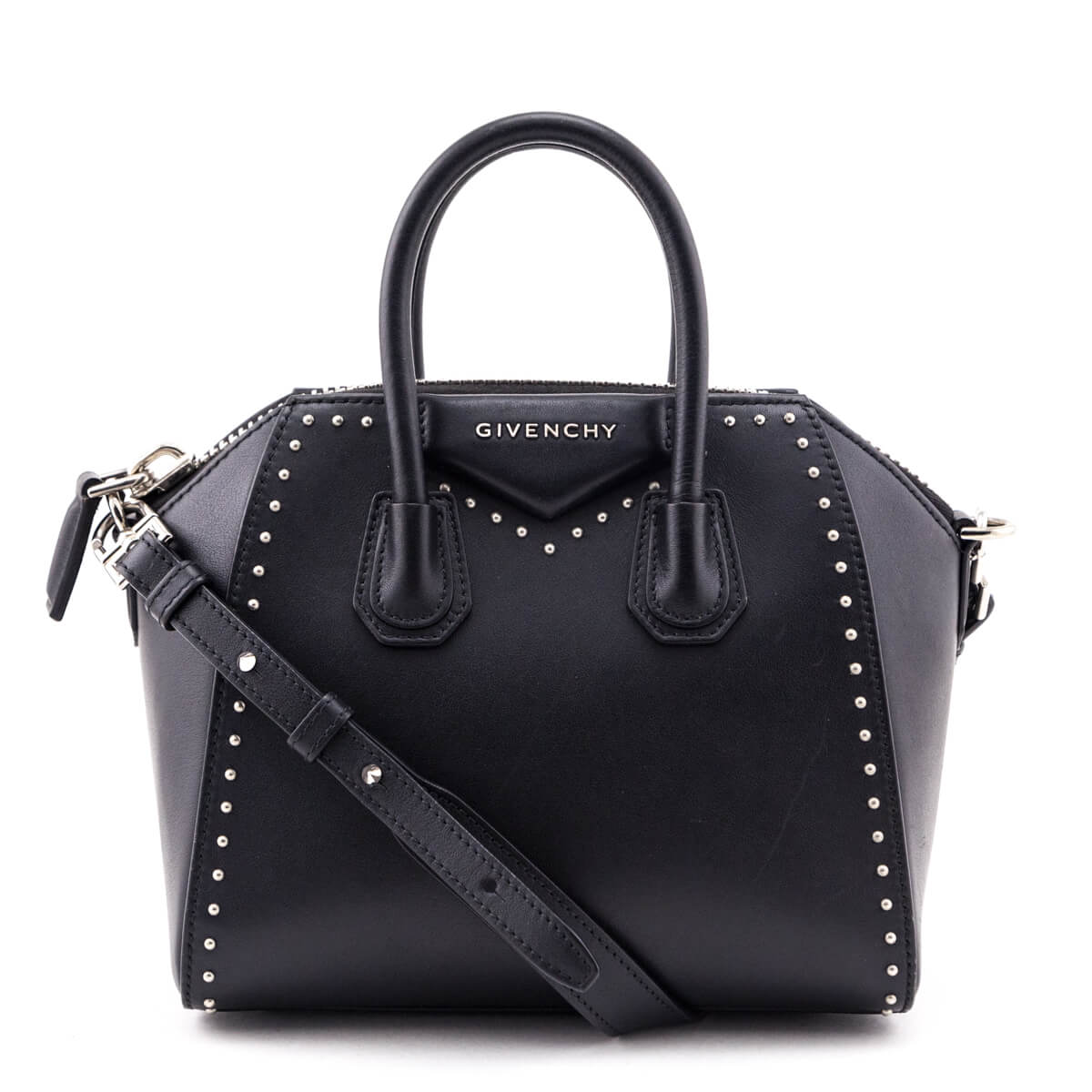 Givenchy Black Smooth Calfskin Mini Studded Antigona Bag - Love that Bag etc - Preowned Authentic Designer Handbags & Preloved Fashions
