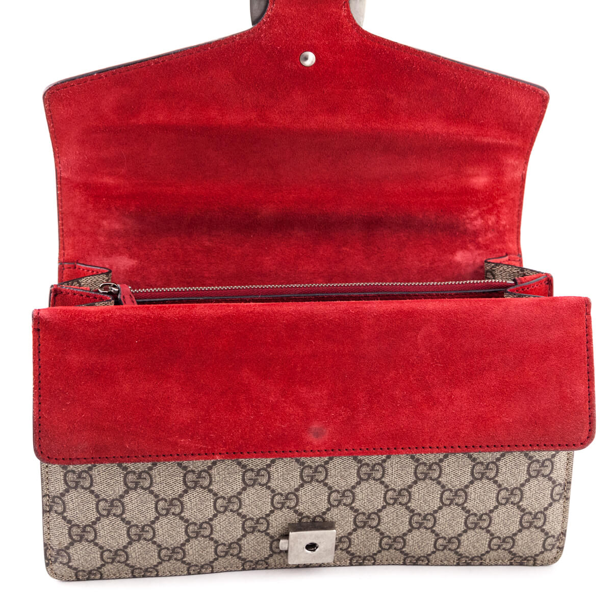 Gucci Beige GG Supreme Red Suede Small Dionysus Bag - Love that Bag etc - Preowned Authentic Designer Handbags & Preloved Fashions