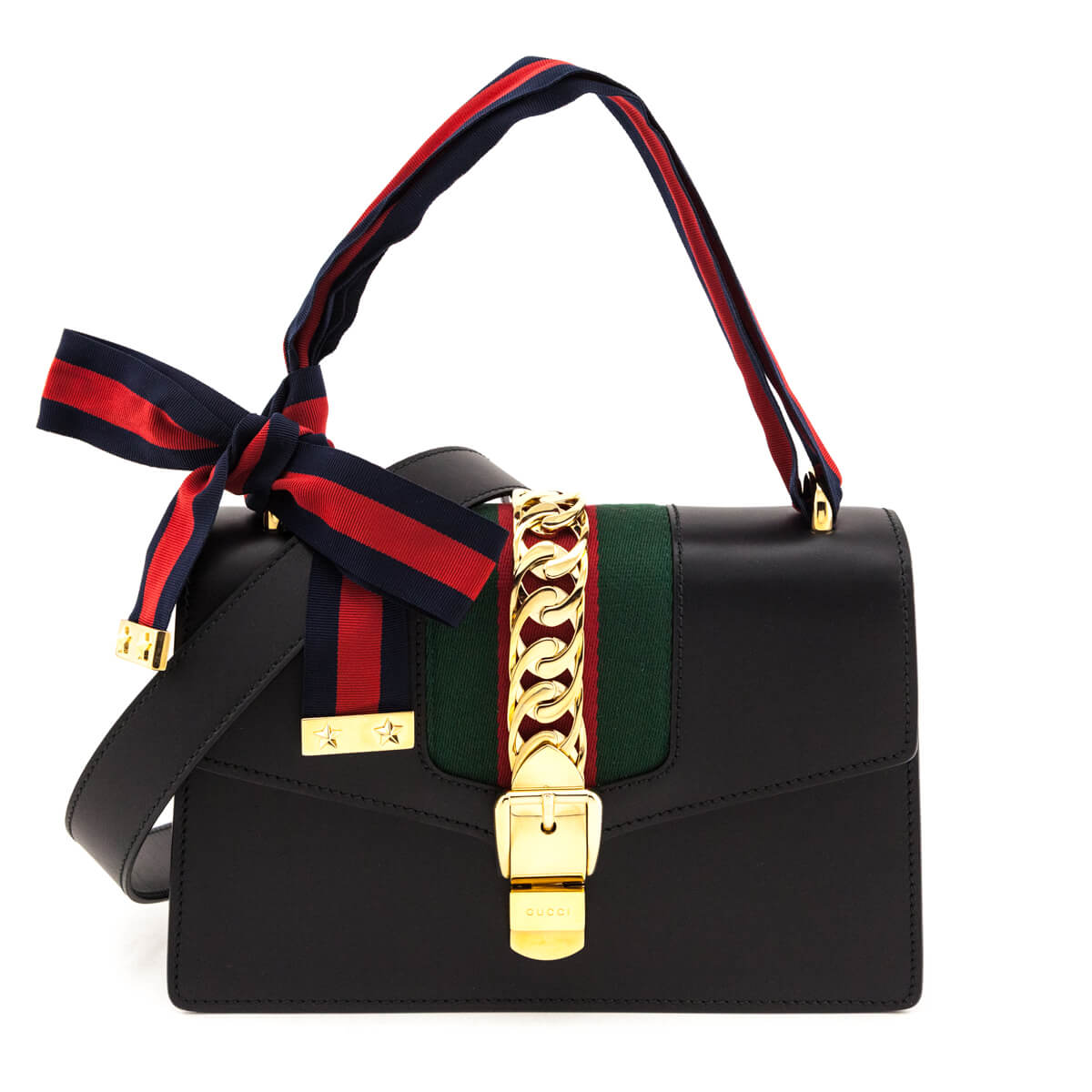 Gucci Black Calfskin Small Sylvie Shoulder Bag