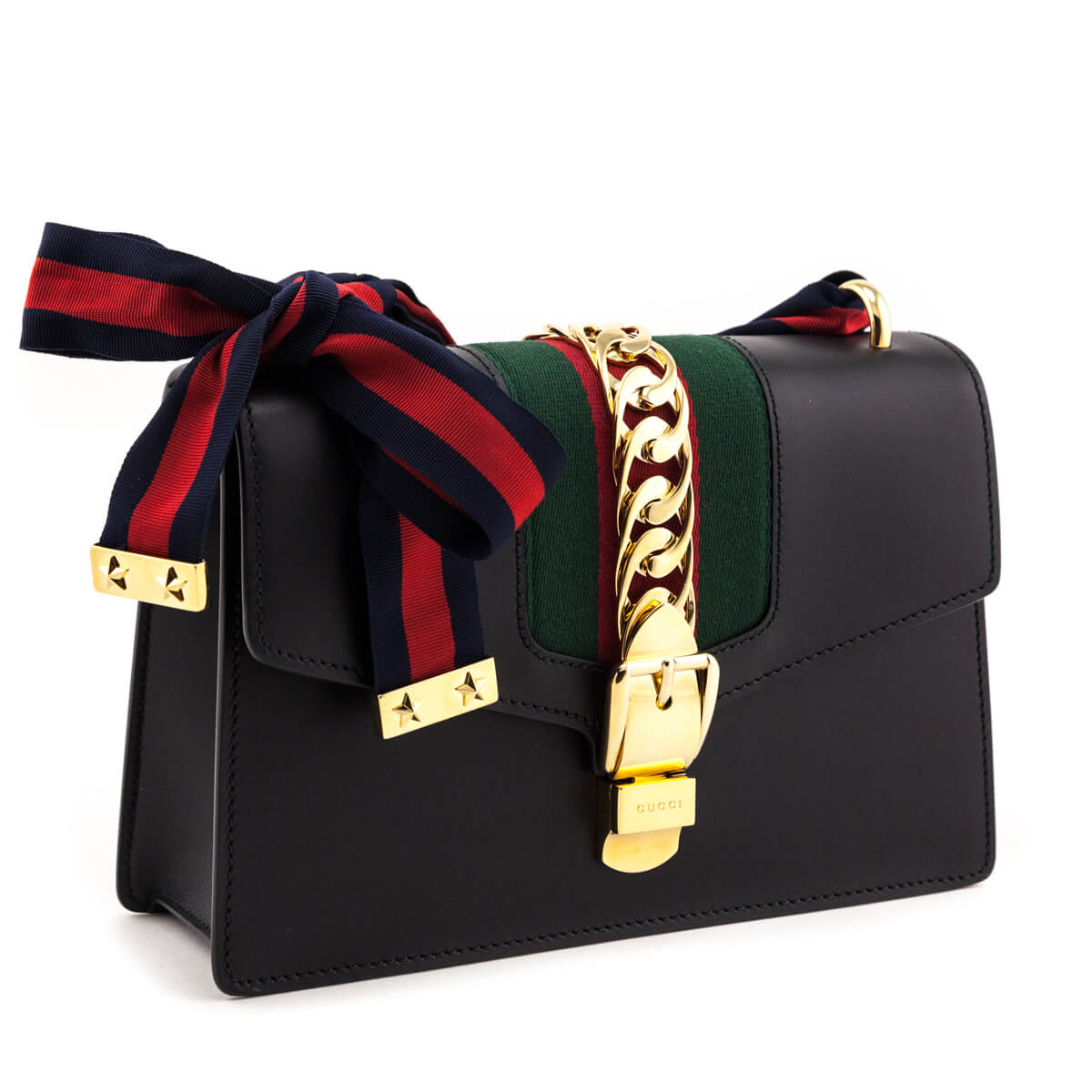 Gucci Black Calfskin Small Sylvie Shoulder Bag - Love that Bag etc - Preowned Authentic Designer Handbags & Preloved Fashions