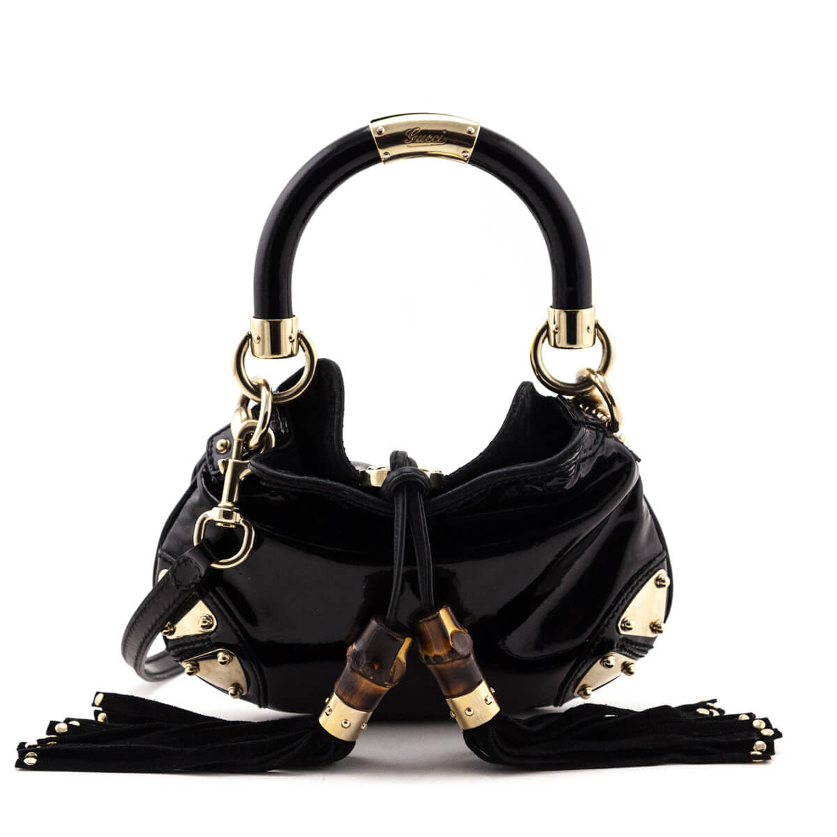 Gucci Black Patent Mini Babouska Indy Bag