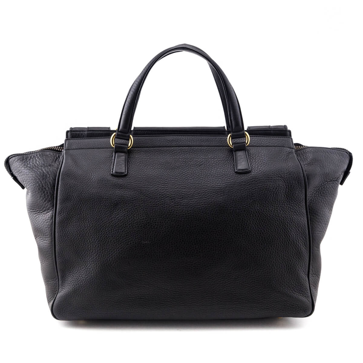 Gucci Black Pebbled Calfskin 1973 Top Handle Bag - Love that Bag etc - Preowned Authentic Designer Handbags & Preloved Fashions